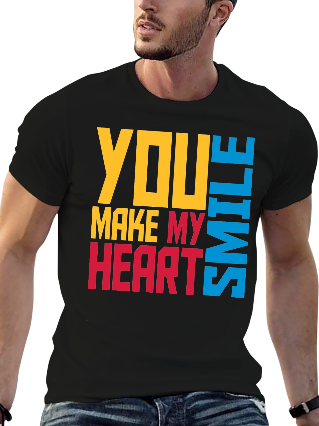 Black You Make My Heart Smile Graphic T-Shirt view 6