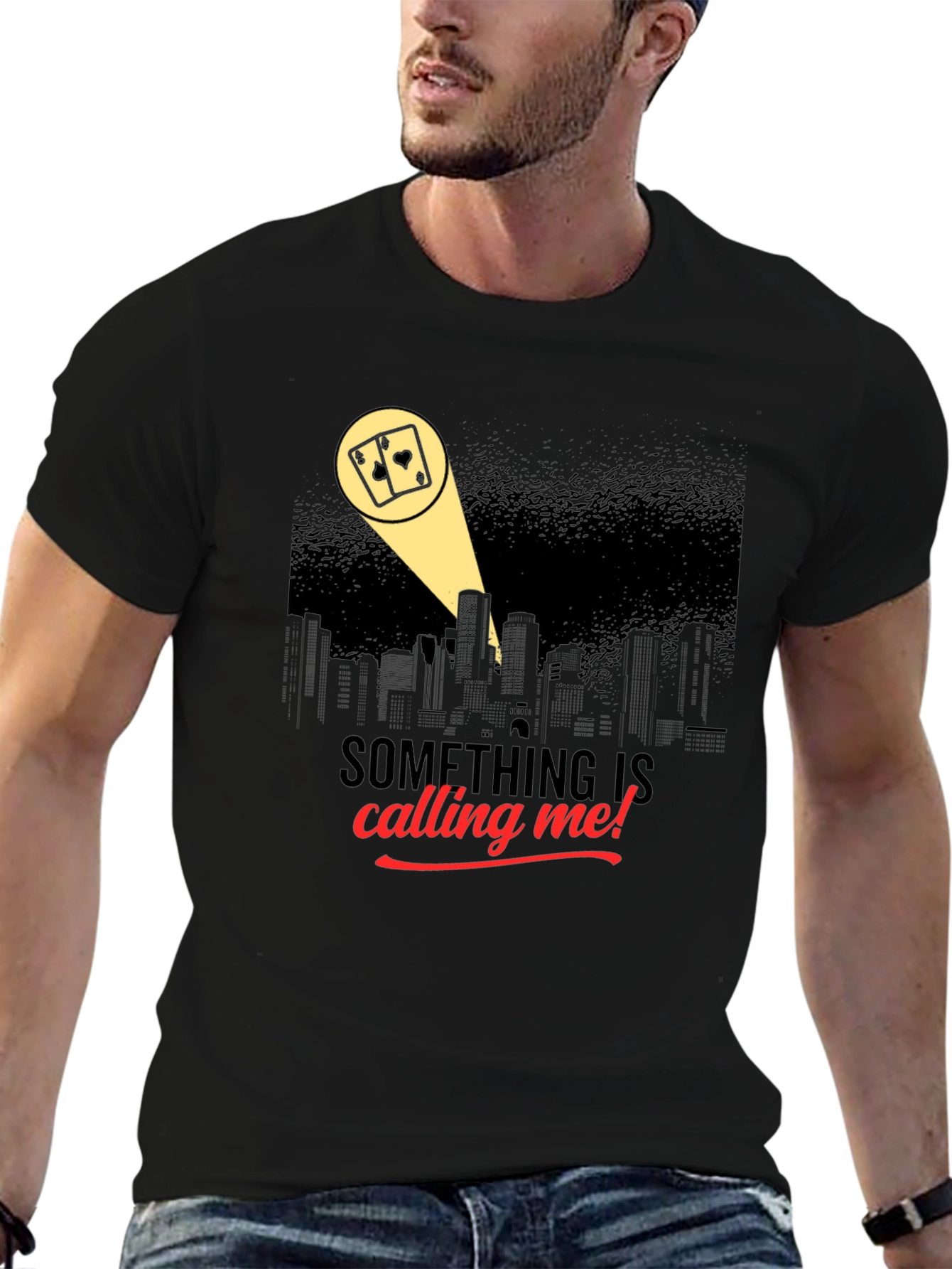 Black Calling Me T-Shirt - Gambling Spotlight Design view 6