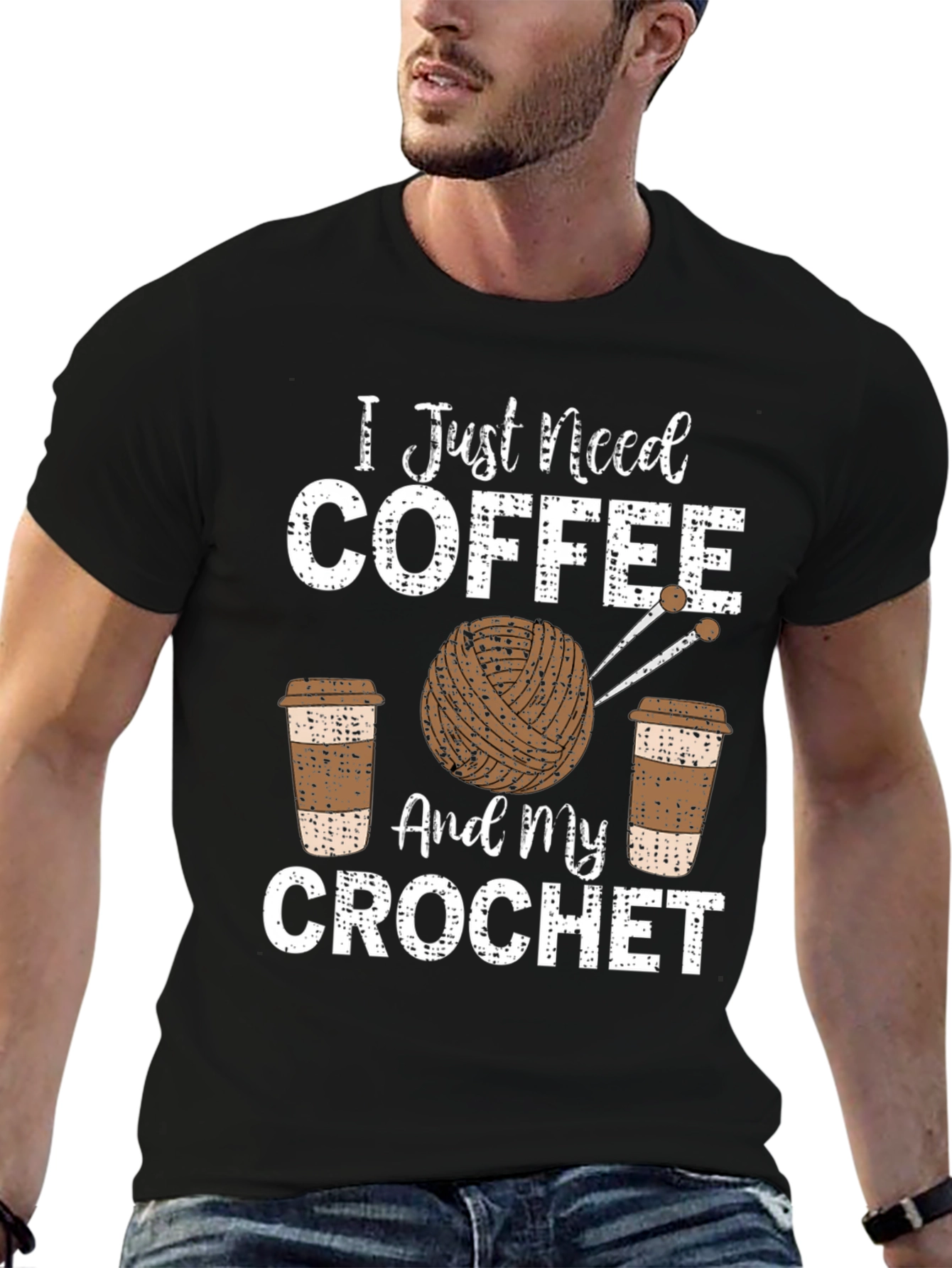 Black Coffee and Crochet T-Shirt - Hobby Lover's Tee view 6