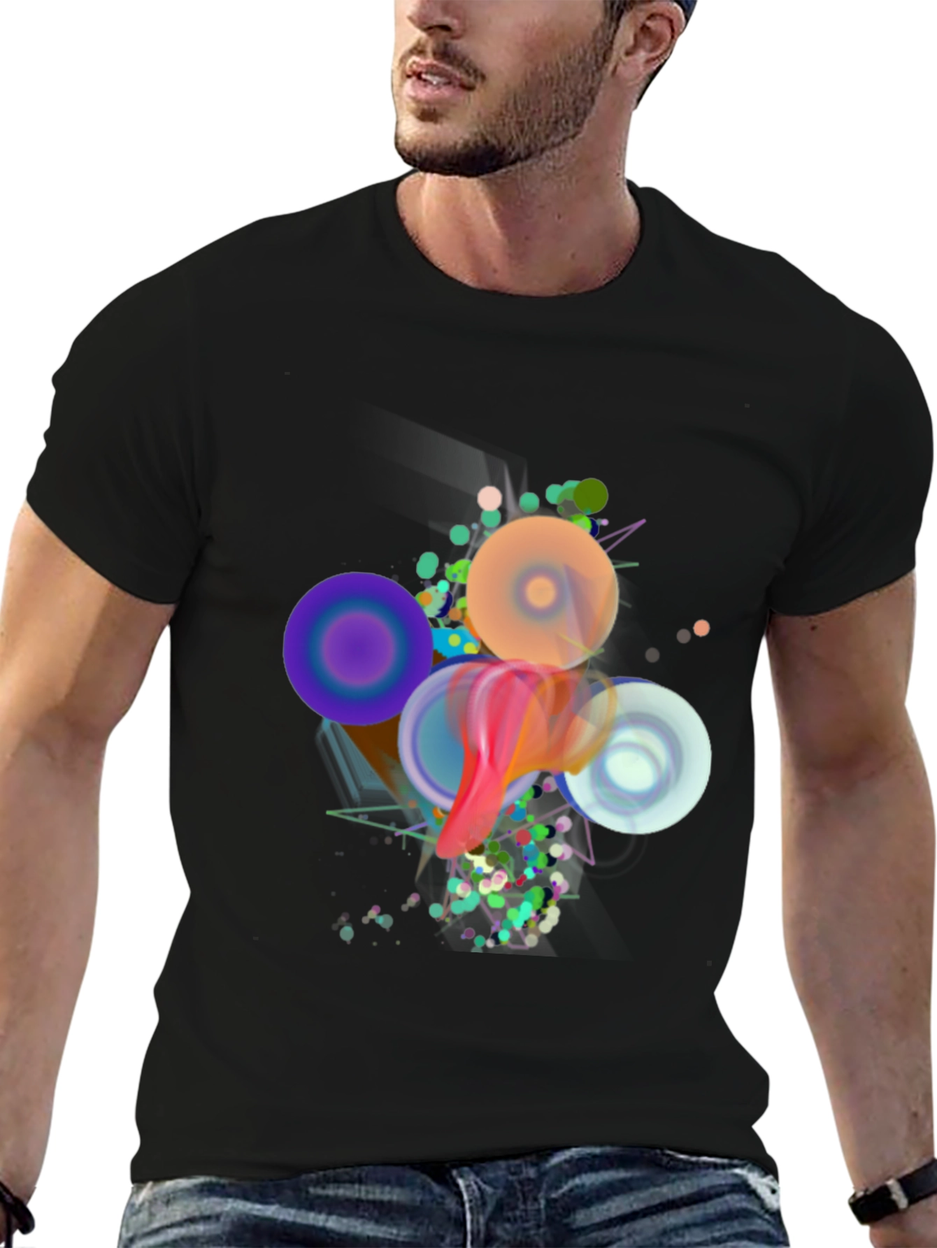 Black Abstract Art Black T-Shirt view 6