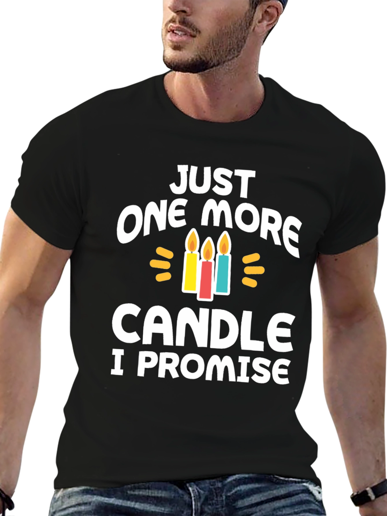 Black Just One More Candle T-Shirt Birthday view 6