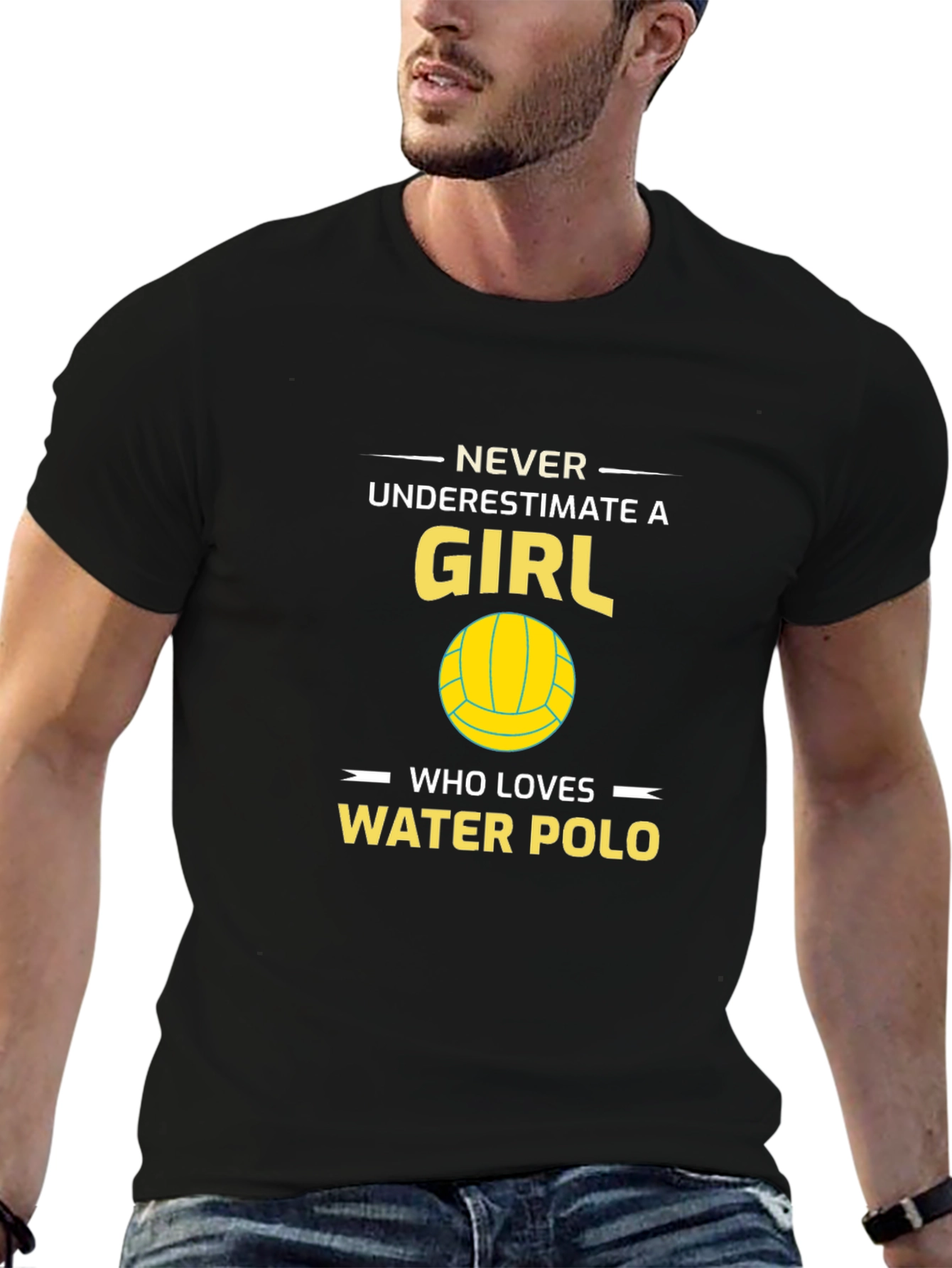 Black Water Polo Girl T-Shirt - Never Underestimate view 6