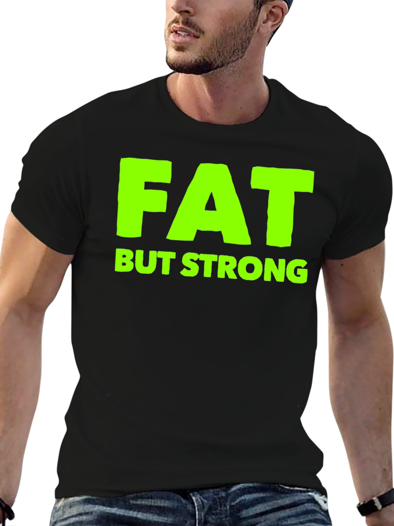 Black Fat But Strong Graphic Tee - Black view 6