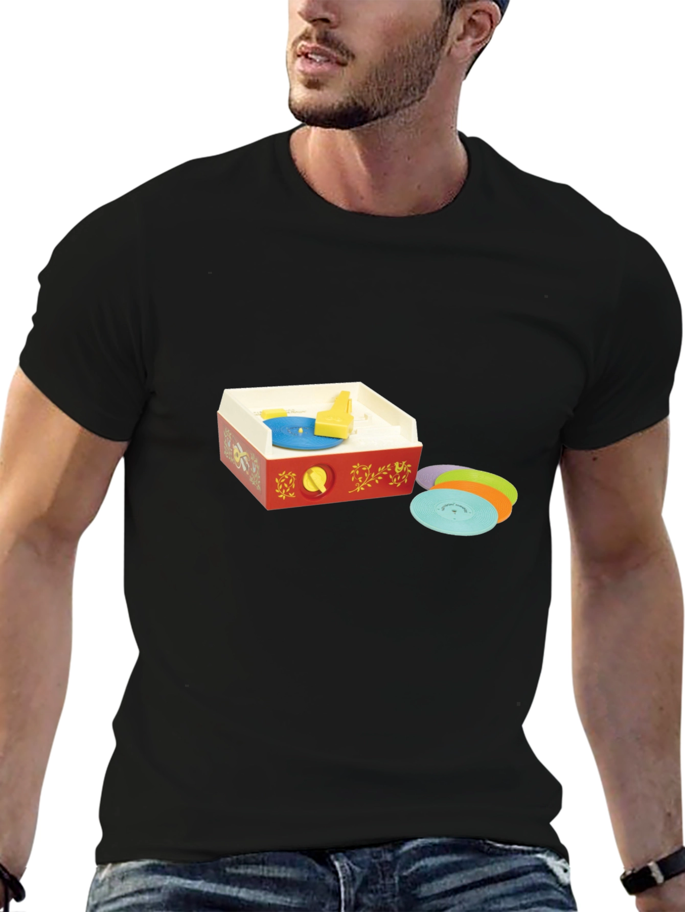 Black Retro Record Player T-Shirt - Nostalgic Music Tee view 6