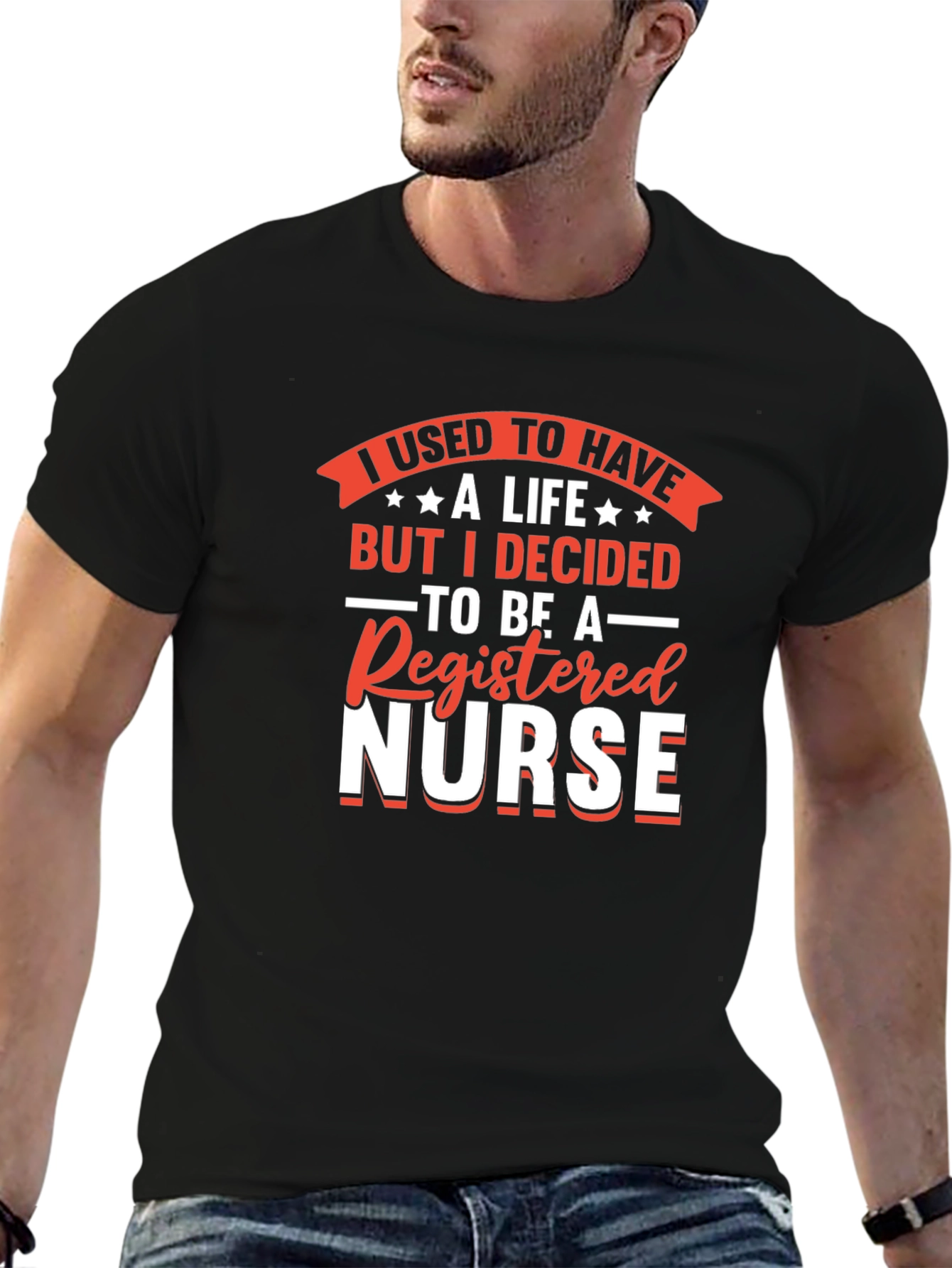 Black Registered Nurse T-Shirt - I Used to Have a Life view 6