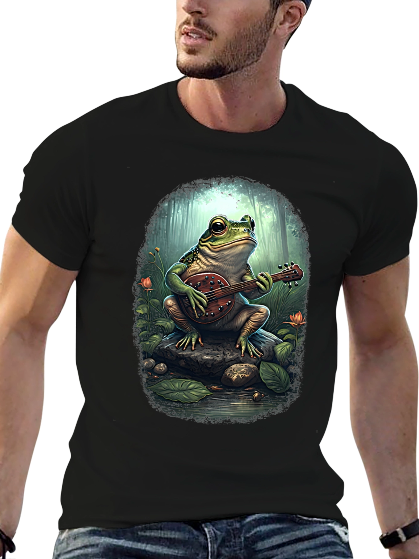 Black Frog Banjo T-Shirt - Musical Amphibian Tee view 6
