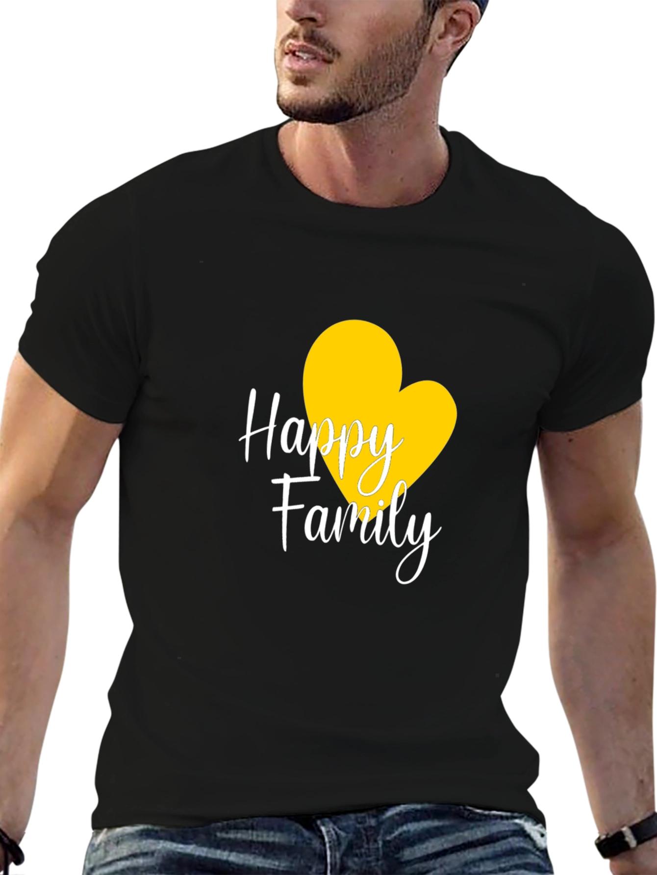 Black Happy Family Heart Graphic Tee view 6