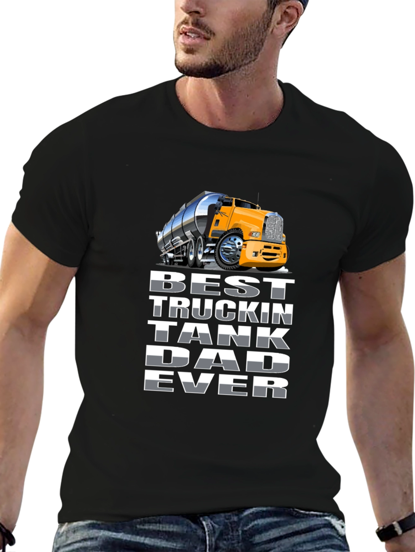 Black Best Truckin' Tank Dad Ever T-Shirt view 6