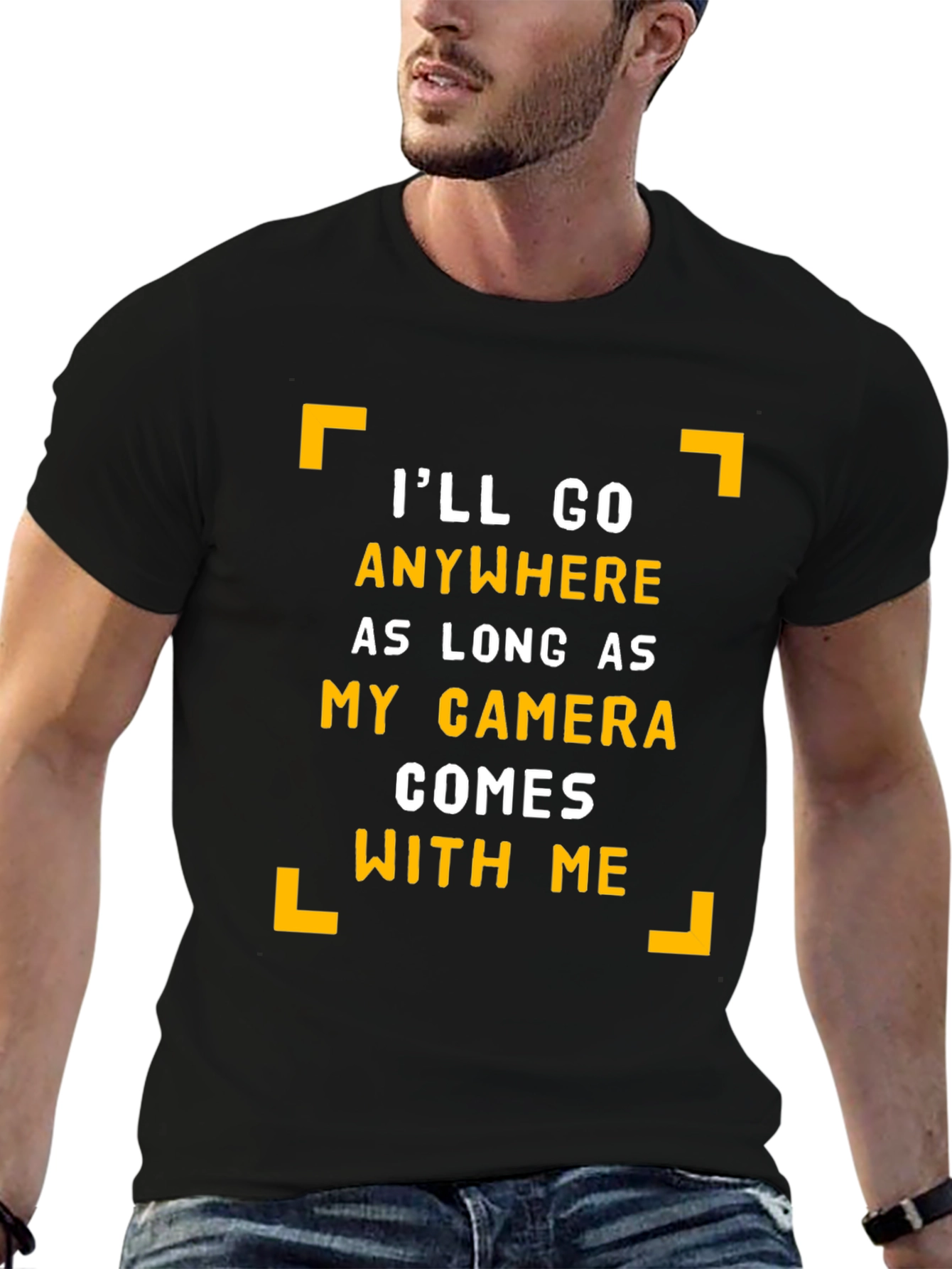 Black Camera Lover's Black T-Shirt - I'll Go Anywhere Graphic Tee view 6