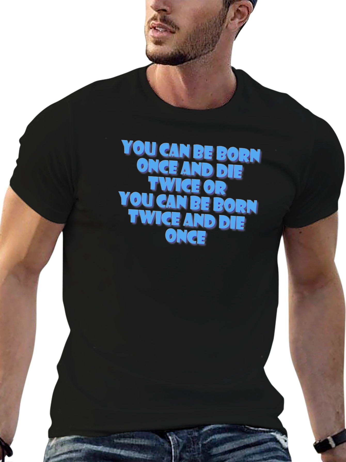 Black Born Once Die Twice Graphic T-Shirt view 6