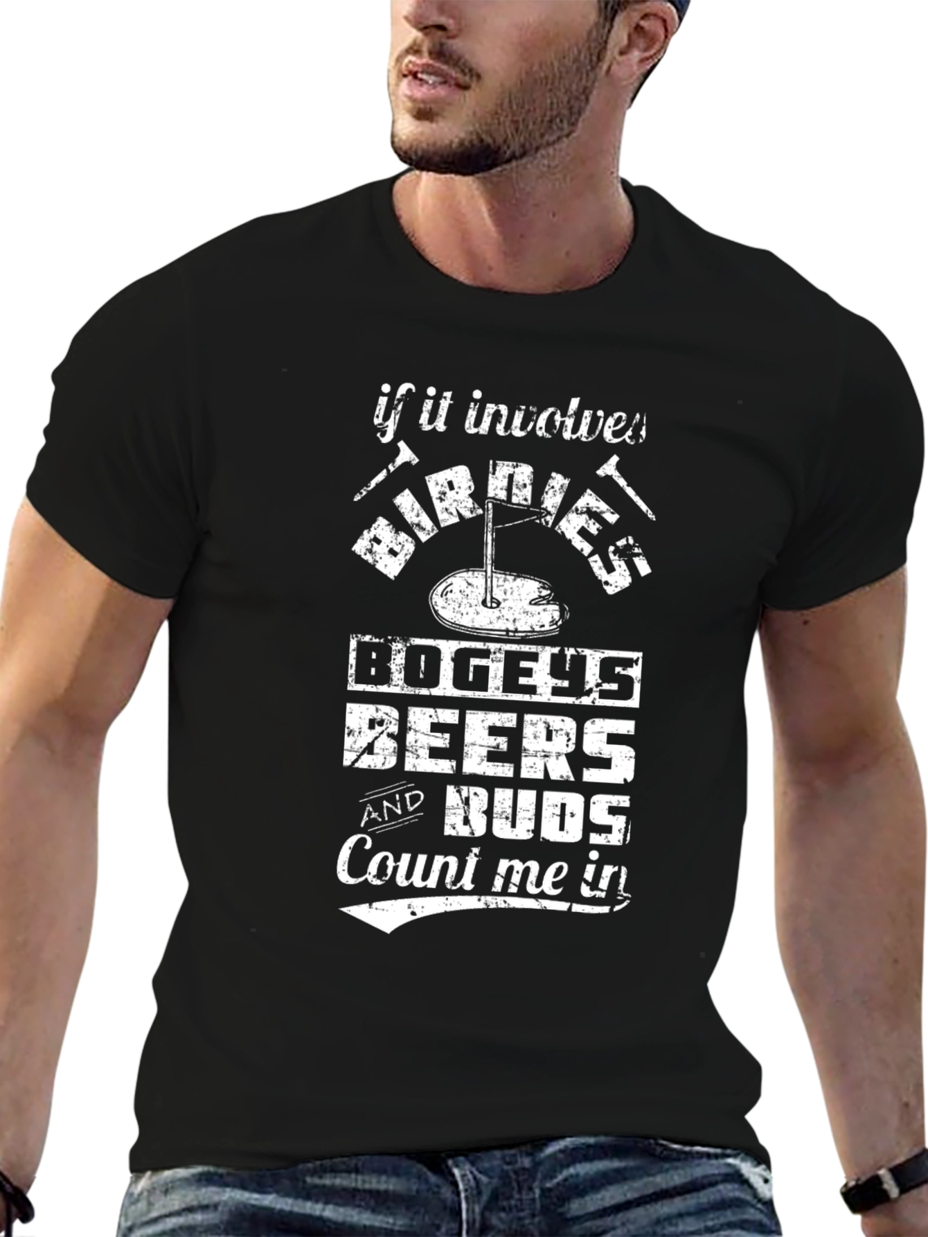 Black Golf Lover's Tee: Birdies, Bogeys, Beers & Buds! view 6