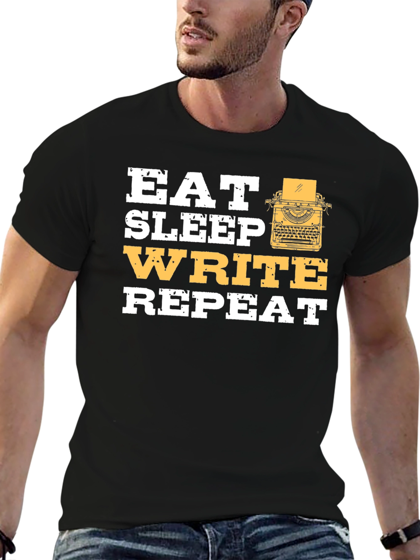 Black Eat Sleep Write Repeat T-Shirt - Writer's Gift view 6