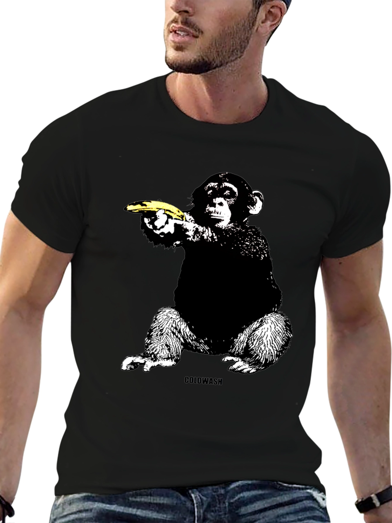 Black Banana Gun Monkey T-Shirt - Unique Graphic Tee view 6