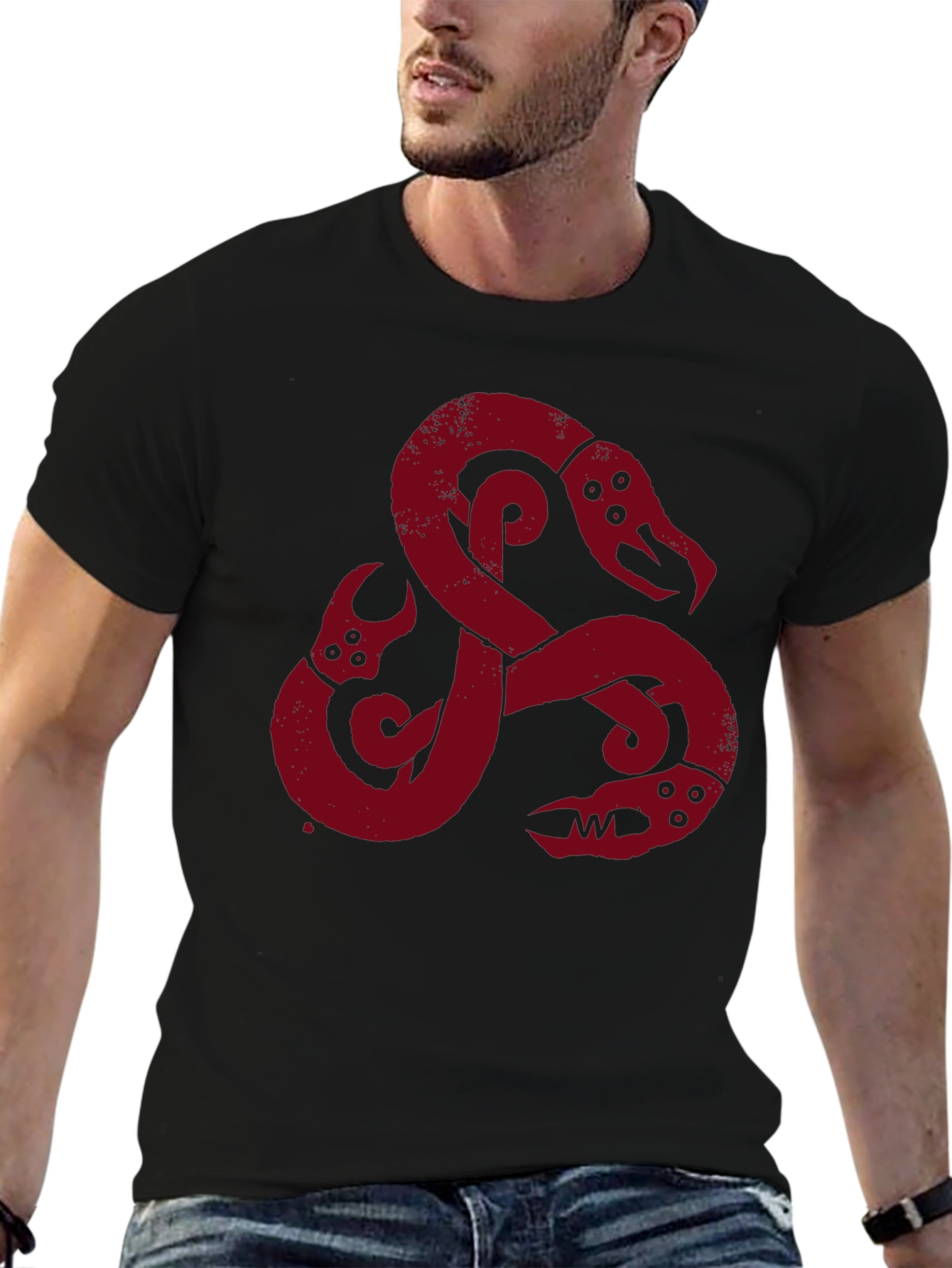 Black Viking Serpent Graphic Tee - Men's Black T-Shirt view 6