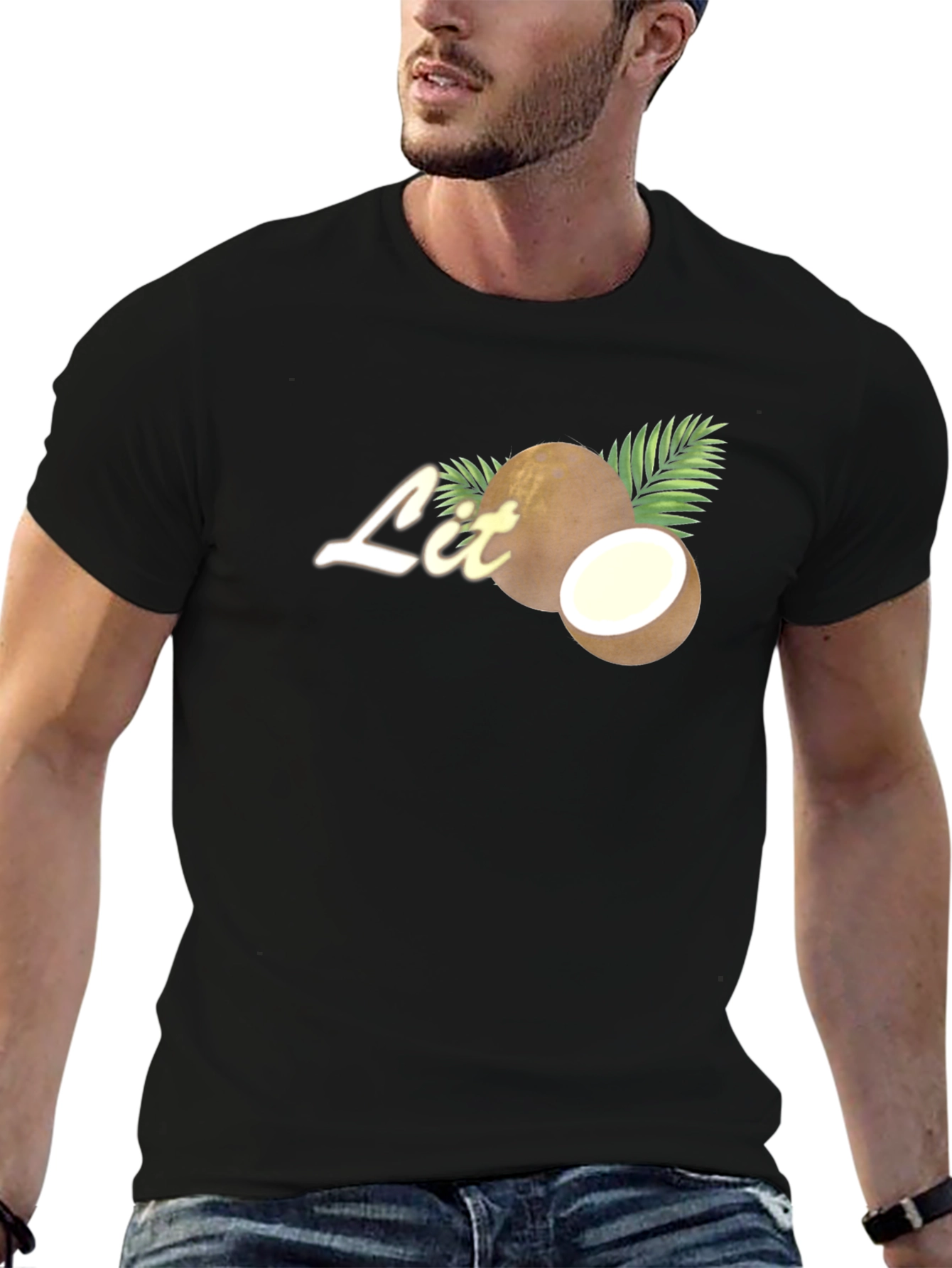Black Coconut Lit Tee - Tropical Vibes T-Shirt view 6