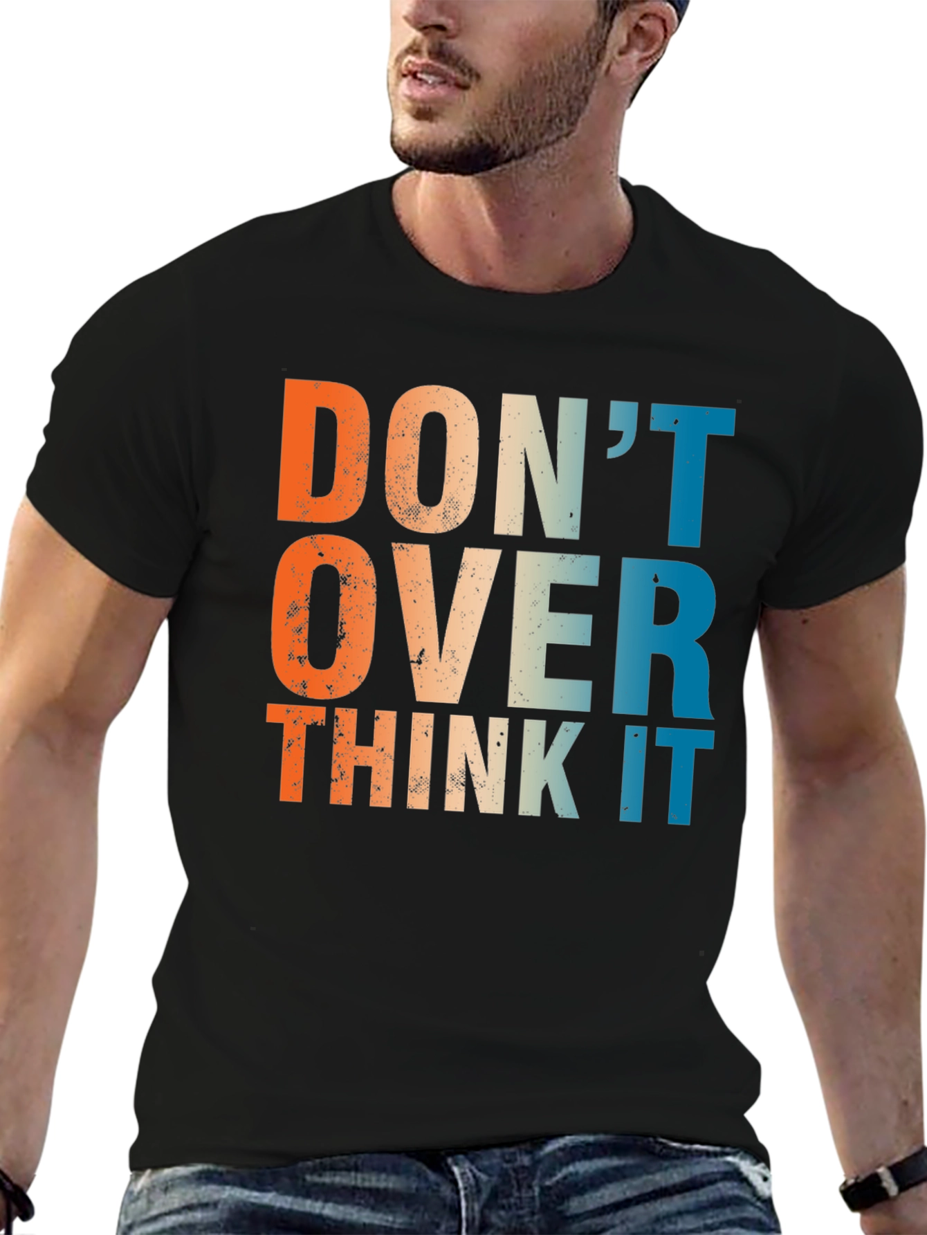Black Don't Over Think It - Retro Graphic T-Shirt view 6