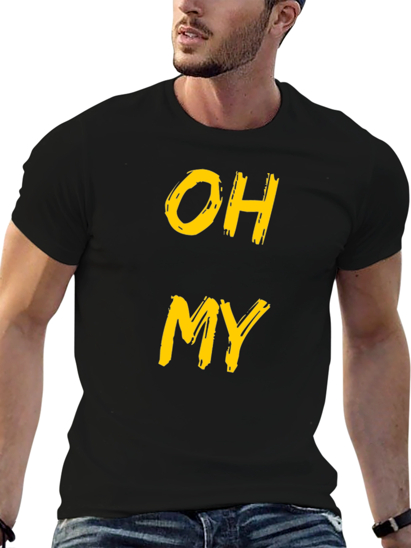 Black Oh My Graphic Tee - Funny Casual T-Shirt view 6