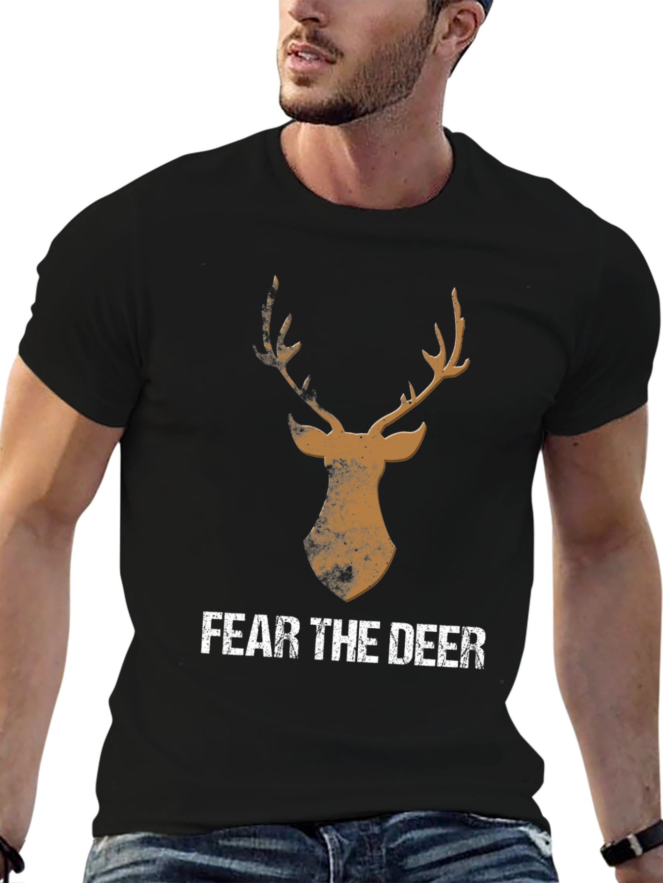 Black Fear the Deer Graphic Tee - Men's Black T-Shirt view 6