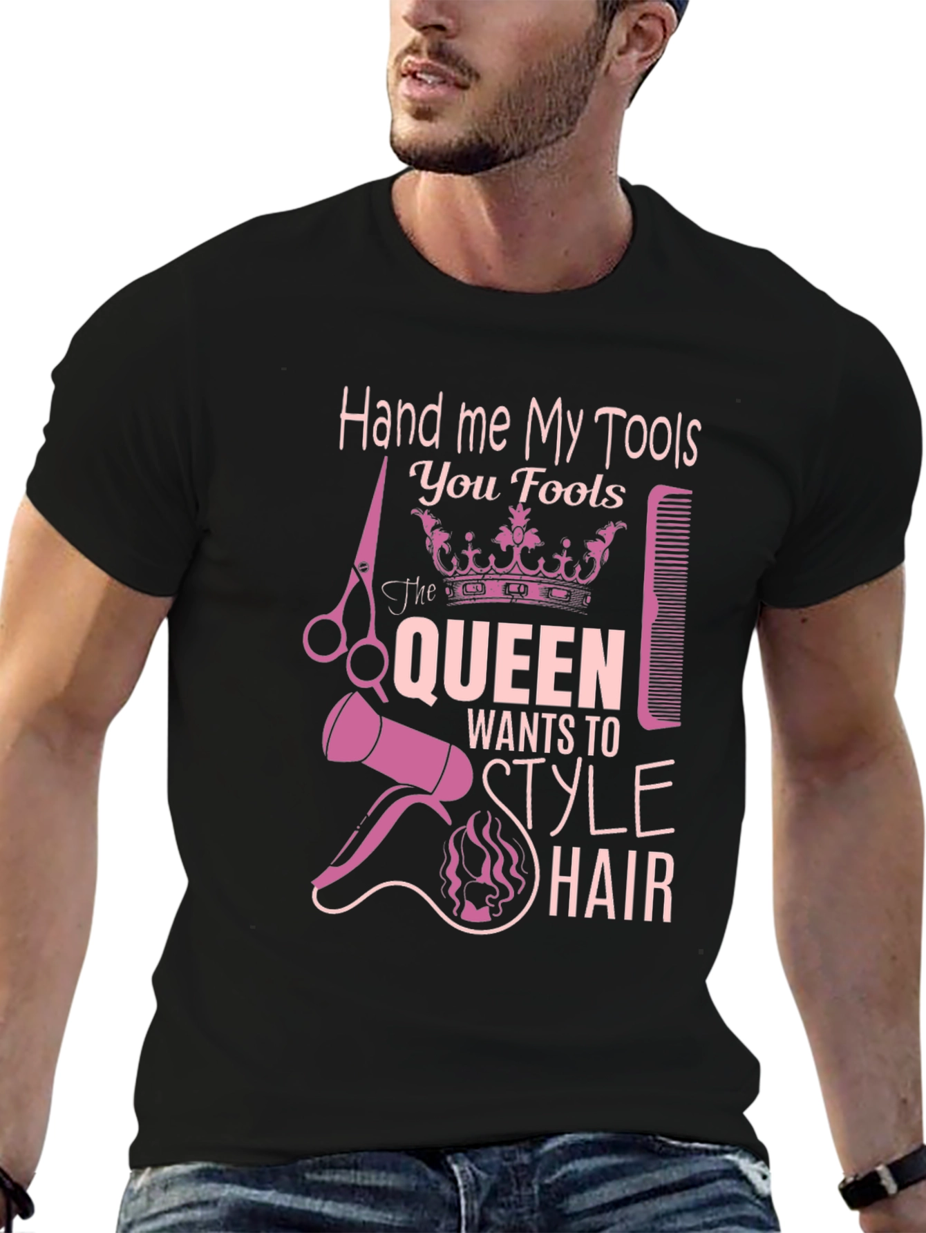 Black Queen Style Hairdresser T-Shirt view 6
