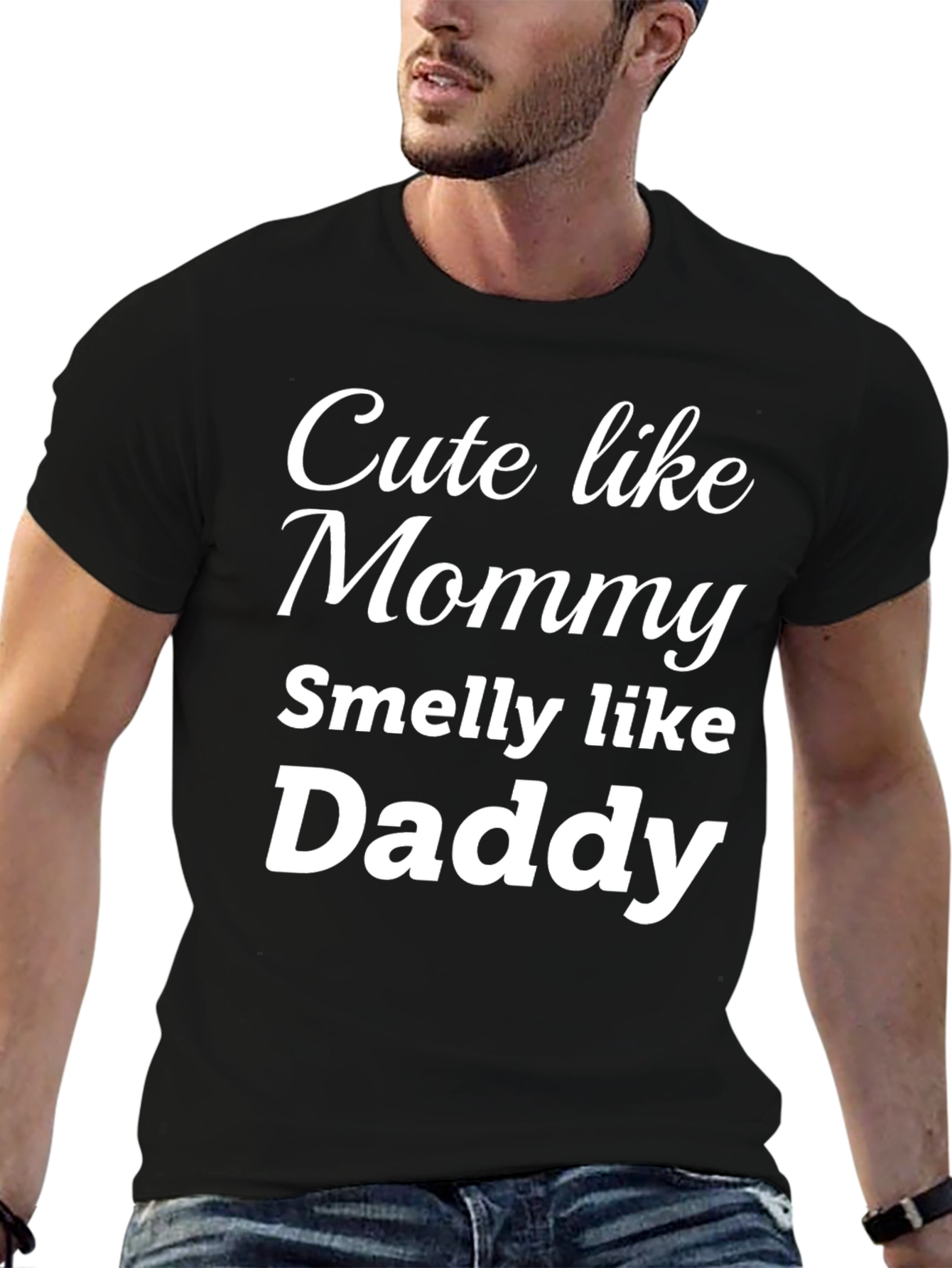 Black Cute Like Mommy, Smelly Like Daddy - Funny T-Shirt view 6