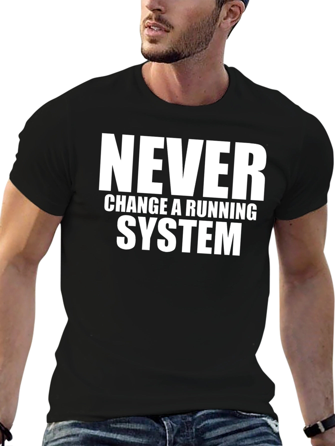 Black Never Change a Running System Graphic Tee view 6