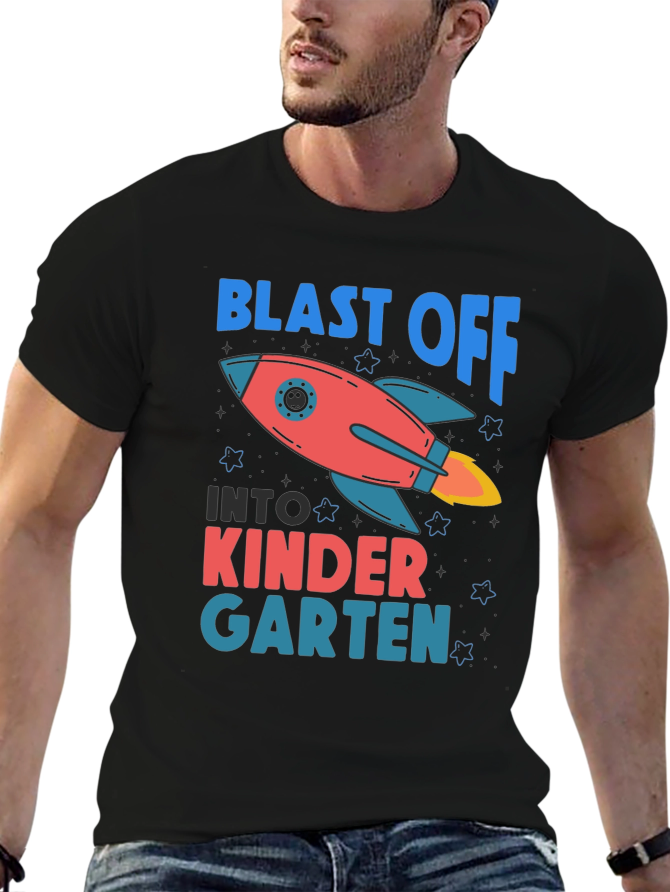 Black Blast Off to Kindergarten T-Shirt view 6
