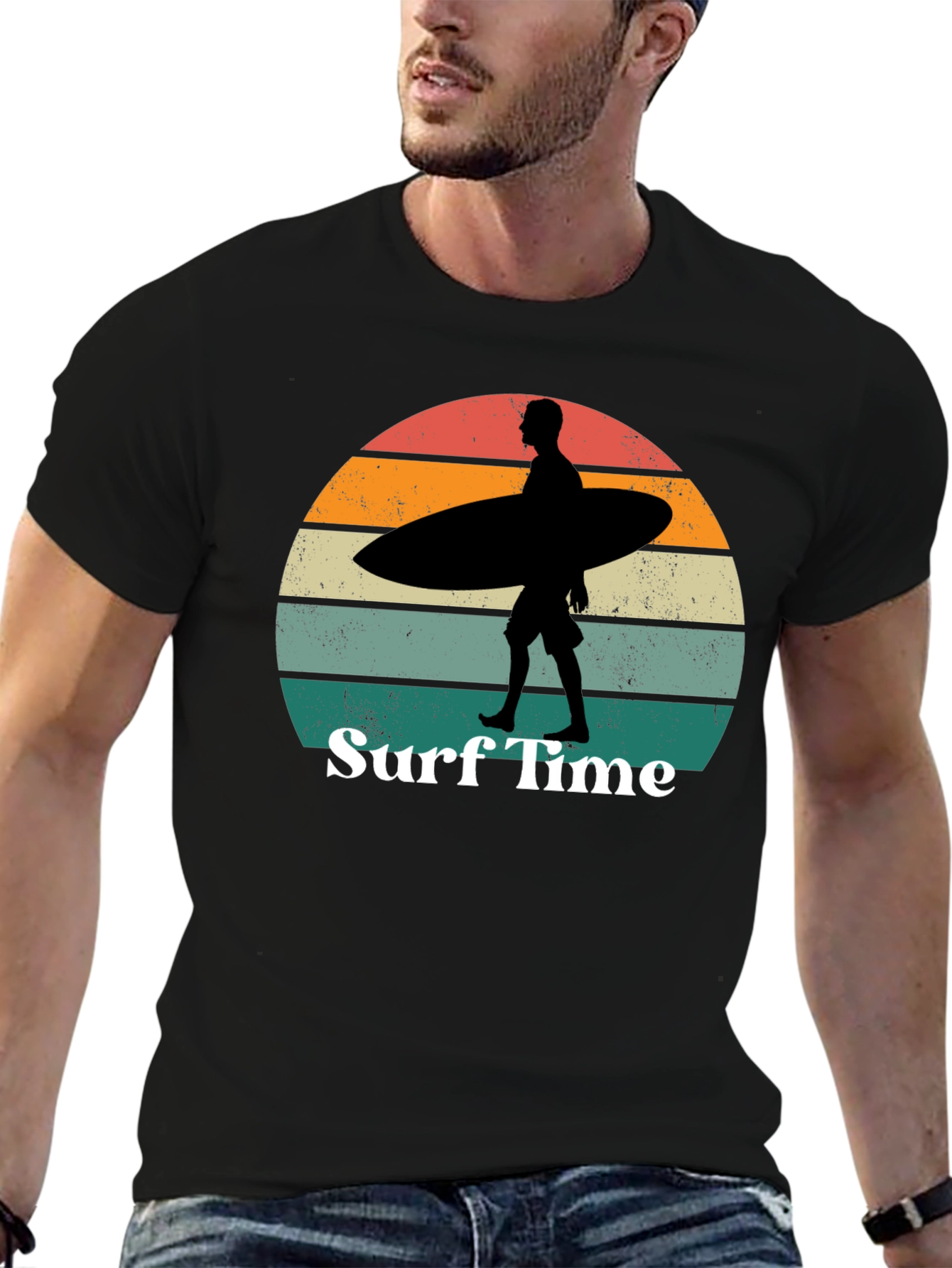 Surf Time Graphic Tee - Retro Sunset Surfer T-Shirt - 6