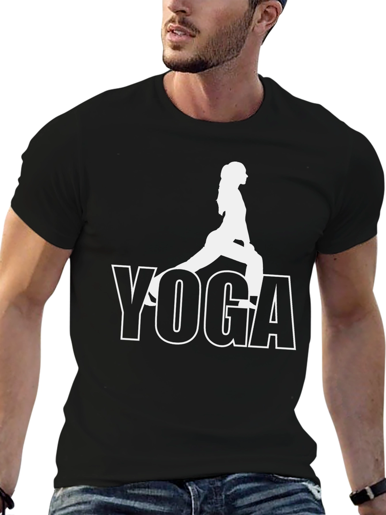 Black Yoga Pose Graphic Tee - Black Unisex T-Shirt view 6