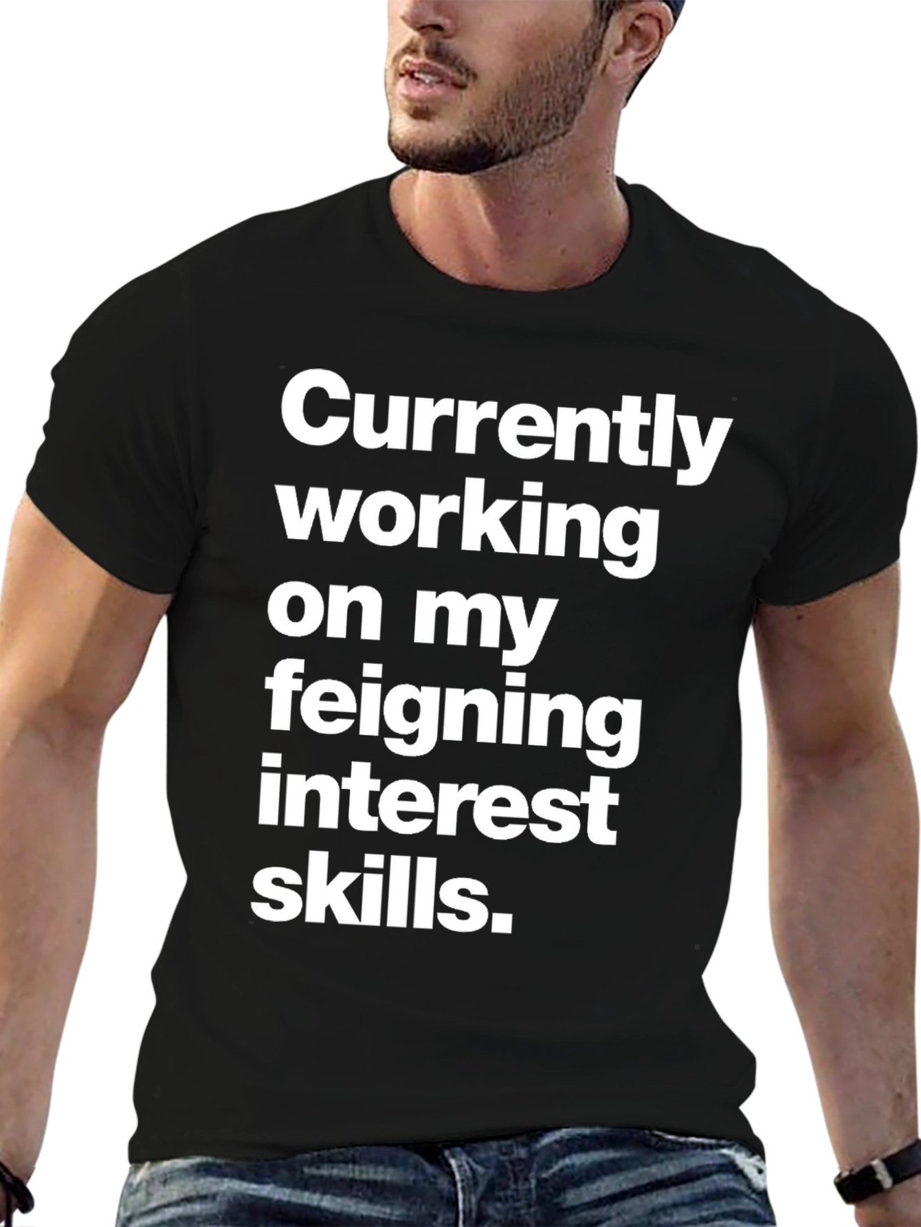 Black Feigning Interest Skills T-Shirt view 6