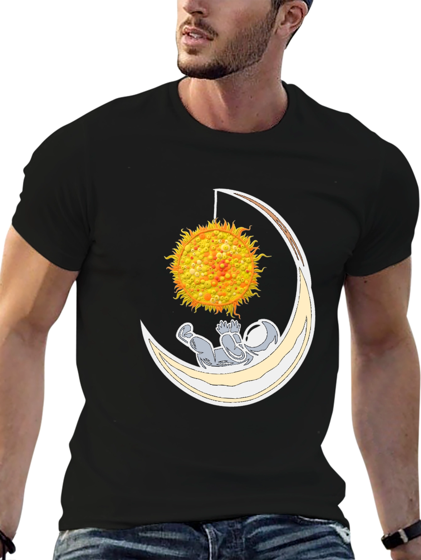 Black Astronaut Moon Hammock Graphic Tee view 6