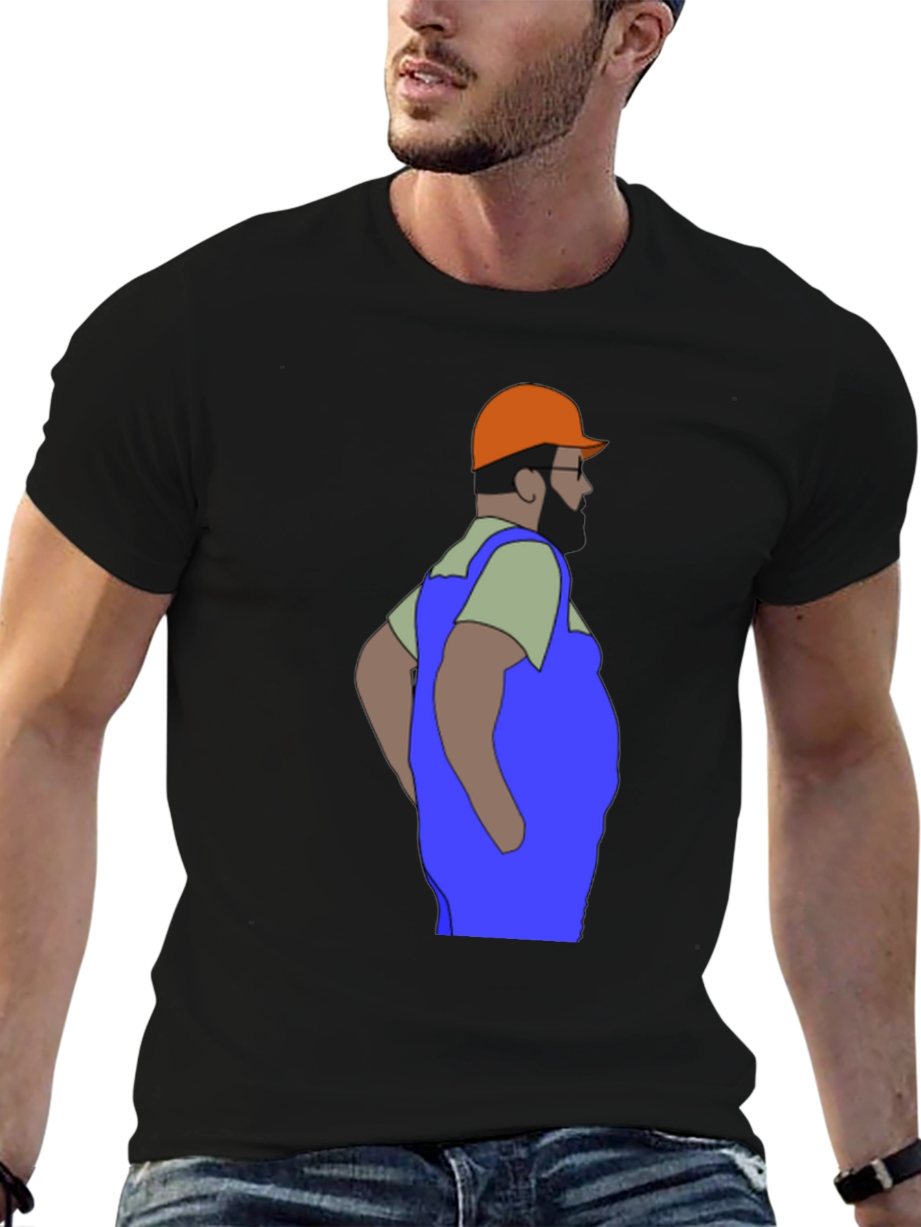 Black Cartoon Plumber Graphic T-Shirt view 6