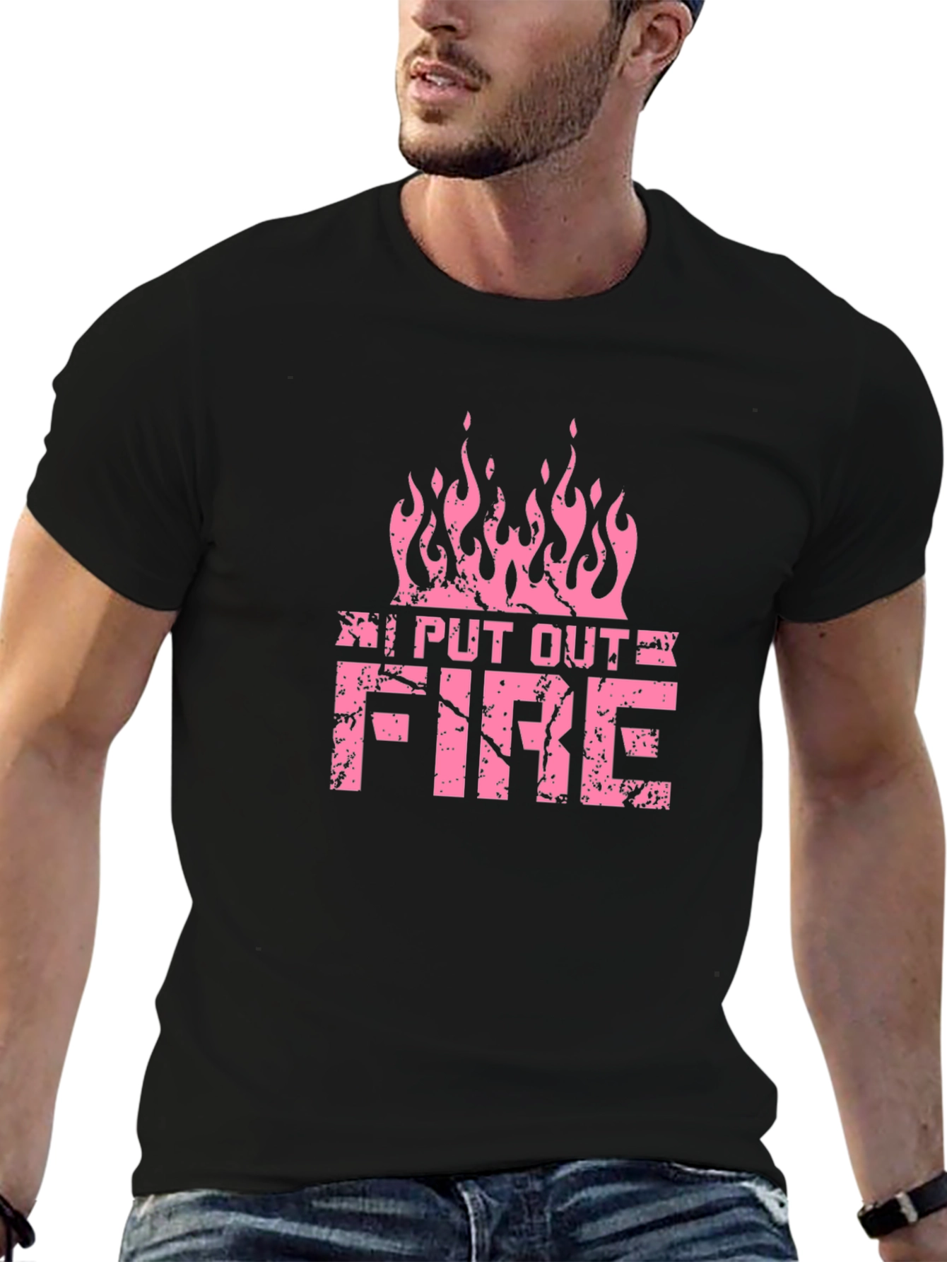 Black I Put Out Fire T-Shirt Funny Firefighter Tee view 6