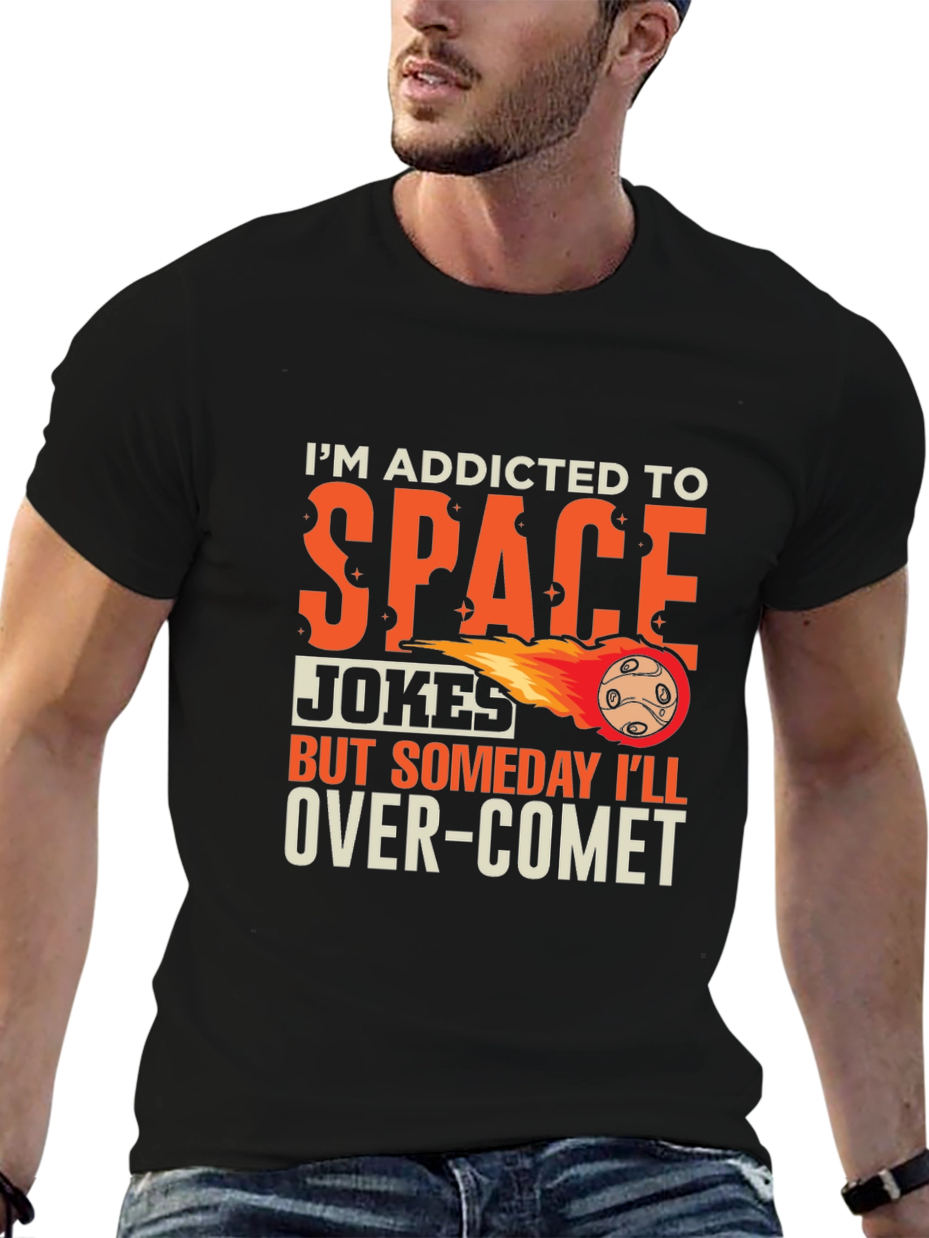 Black Addicted To Space Jokes T-Shirt view 6