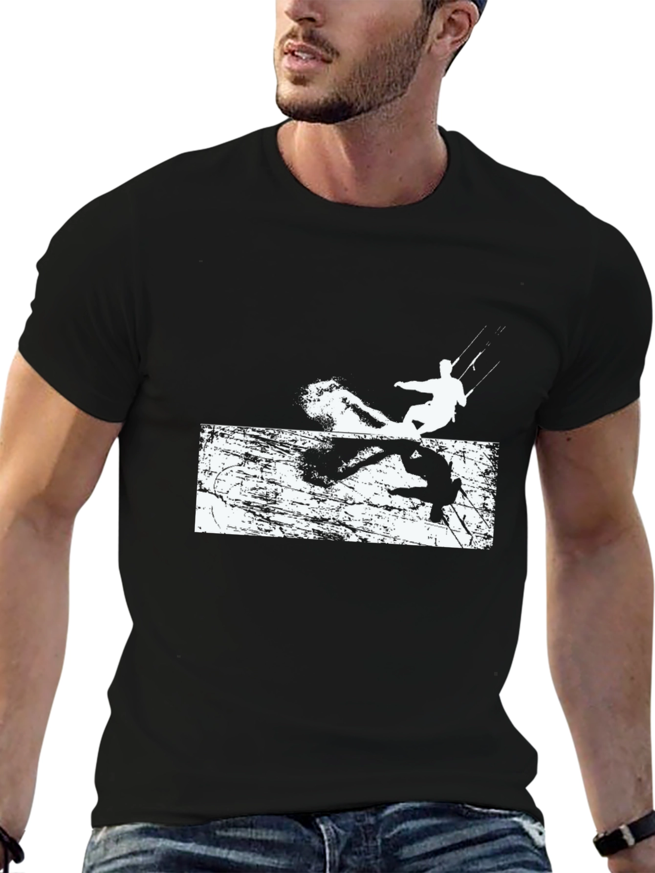 Black Cool Kitesurfing Black Tee Shirt view 6