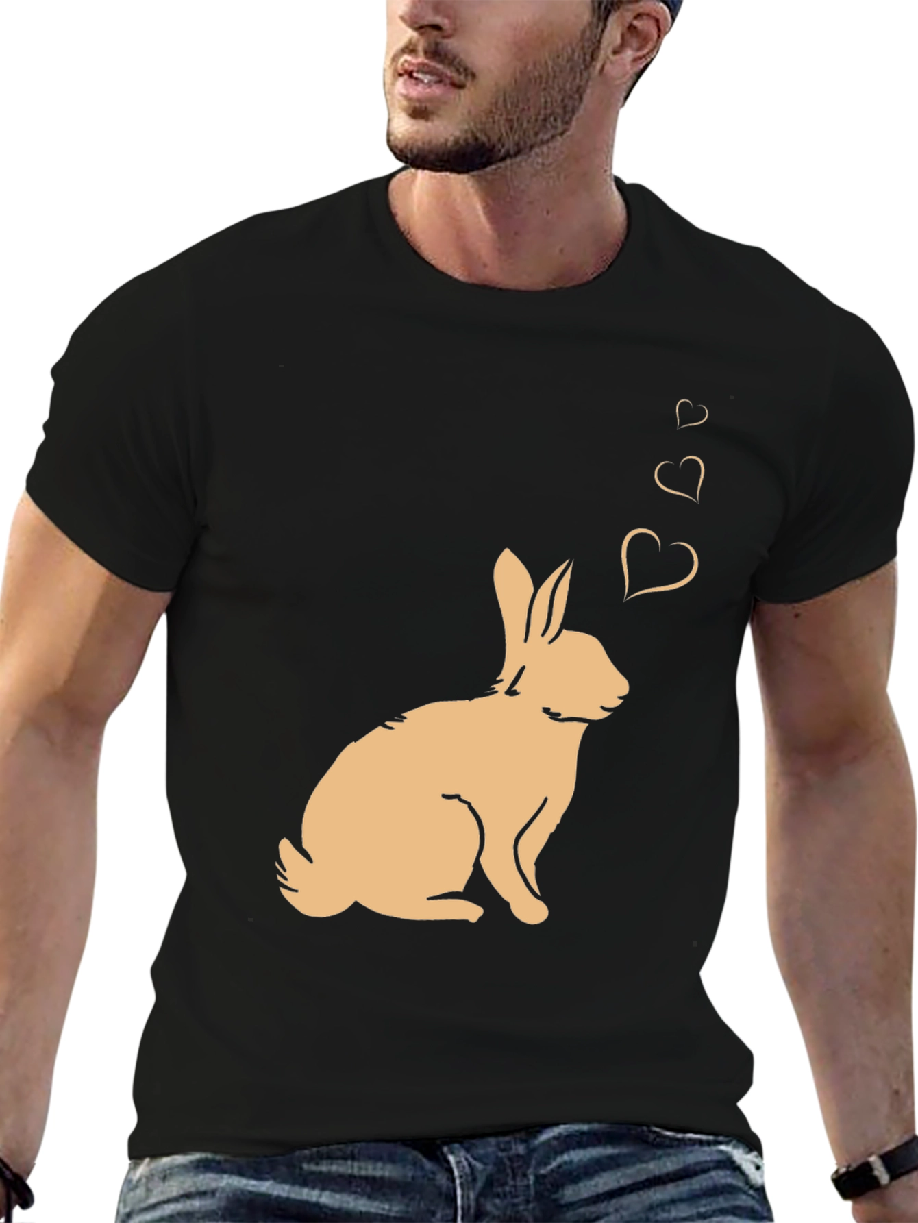 Black Rabbit Love Heart T-Shirt - Black view 6