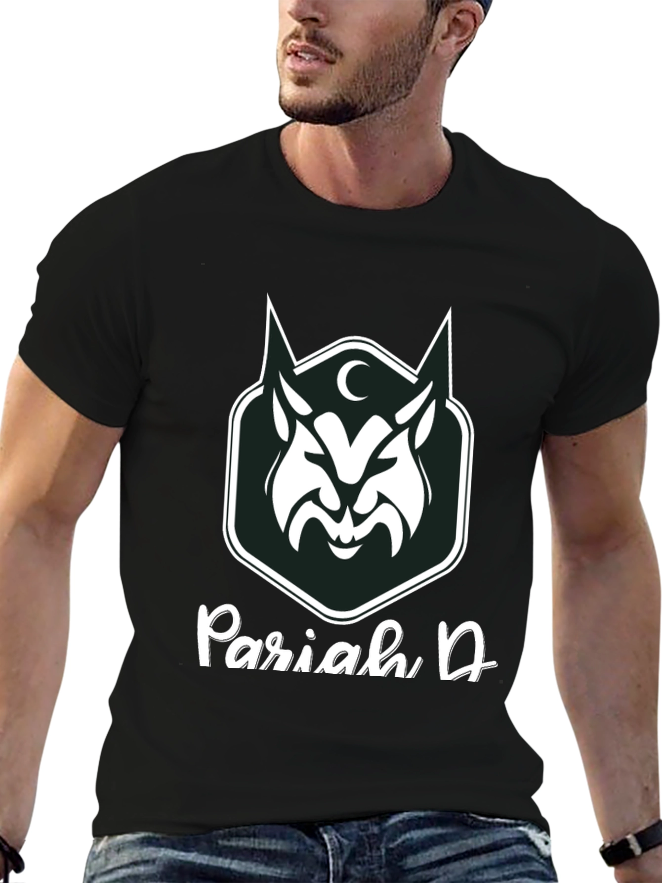 Black Pariah D Graphic Tee - Dark Wolf Design view 6