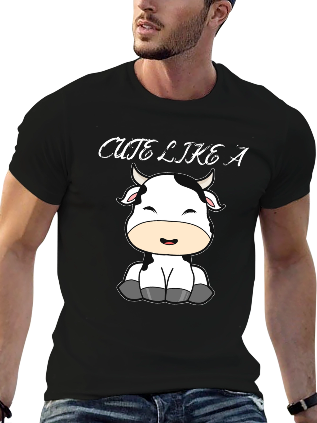 Black Cute Like a Cow Black T-Shirt view 6
