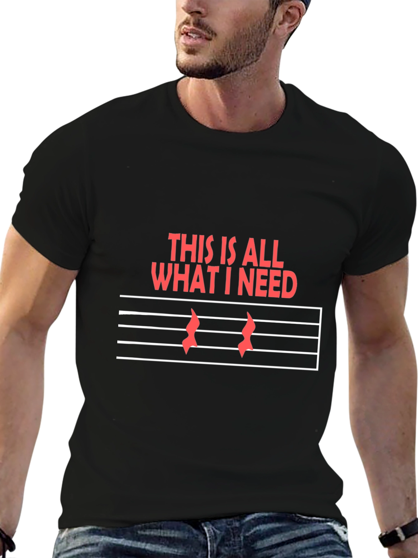 Black Music Note Graphic Black T-Shirt view 6
