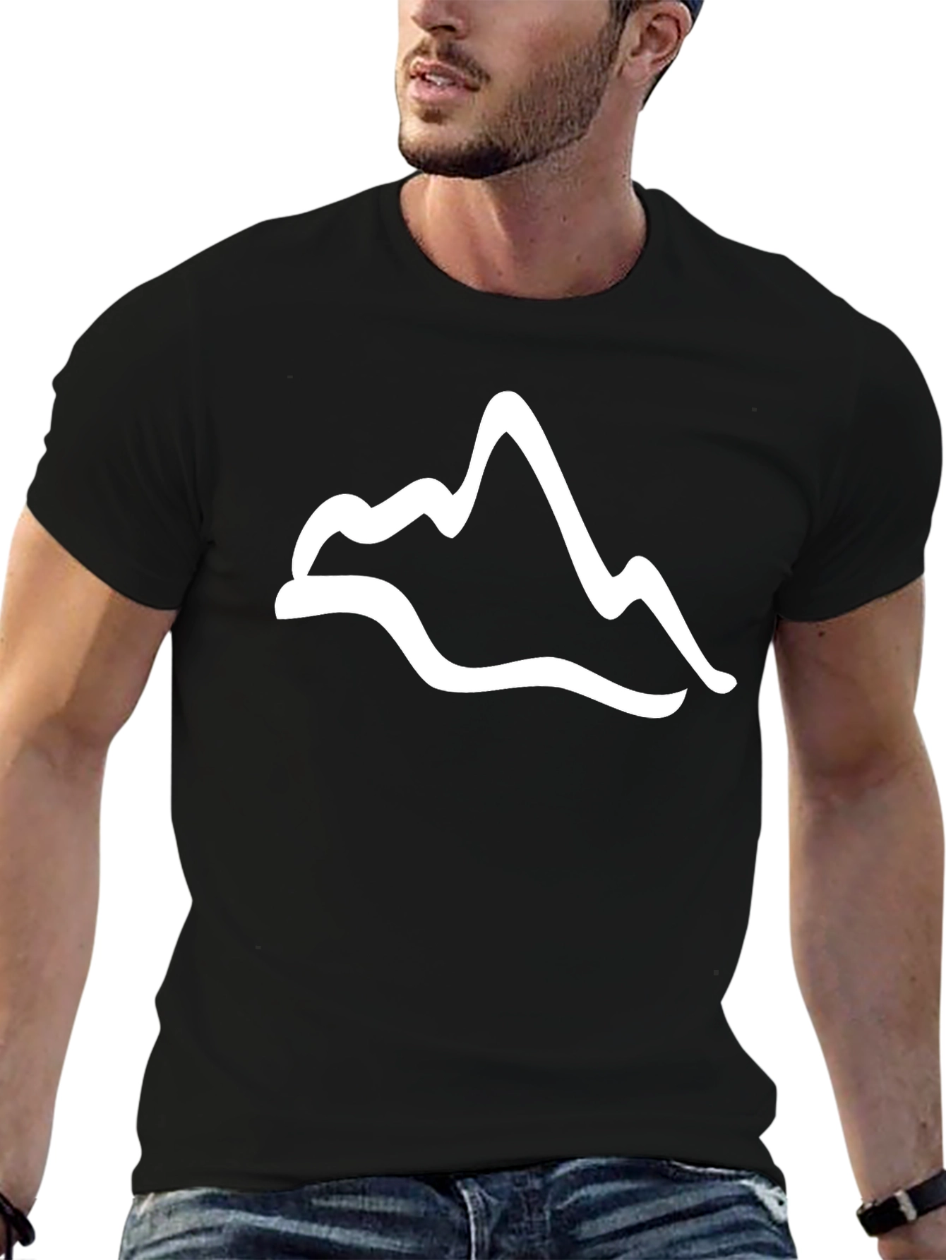 Black Minimalist Mountain Graphic Tee - Black view 6
