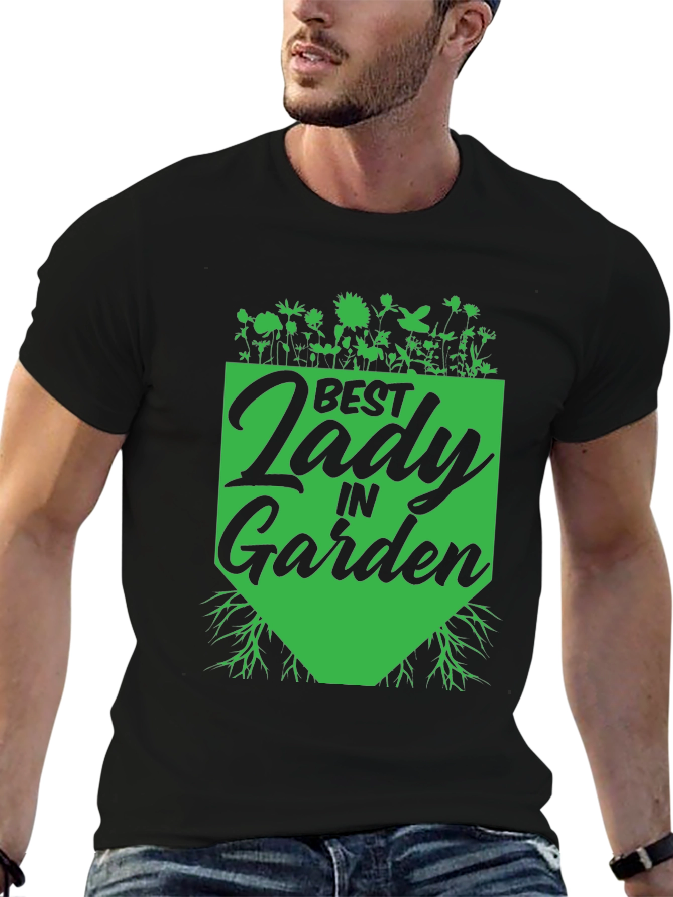 Black Best Lady in Garden T-Shirt - Gardener Gift view 6