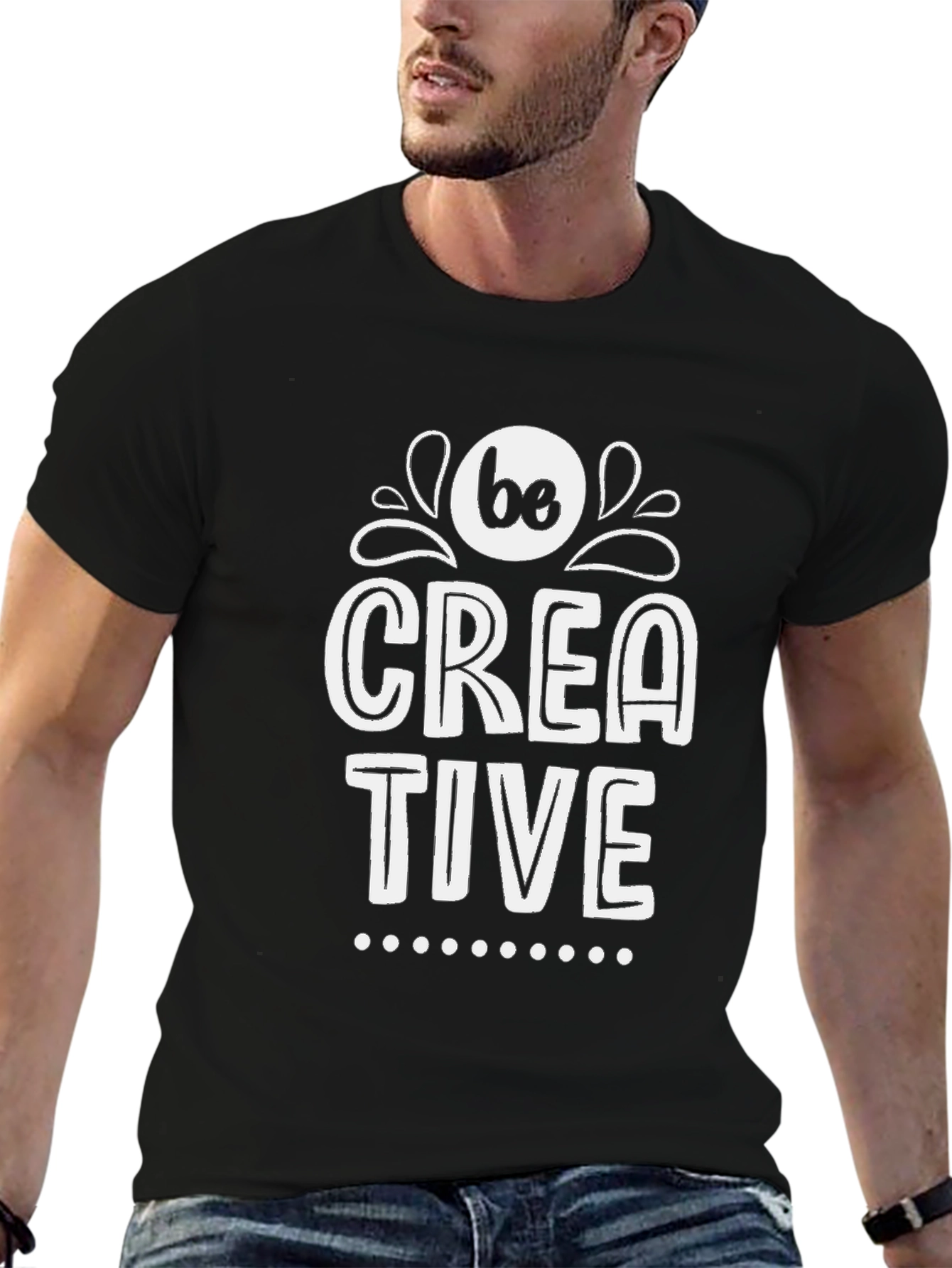 Black Be Creative Graphic Tee - Black Cotton Blend view 6