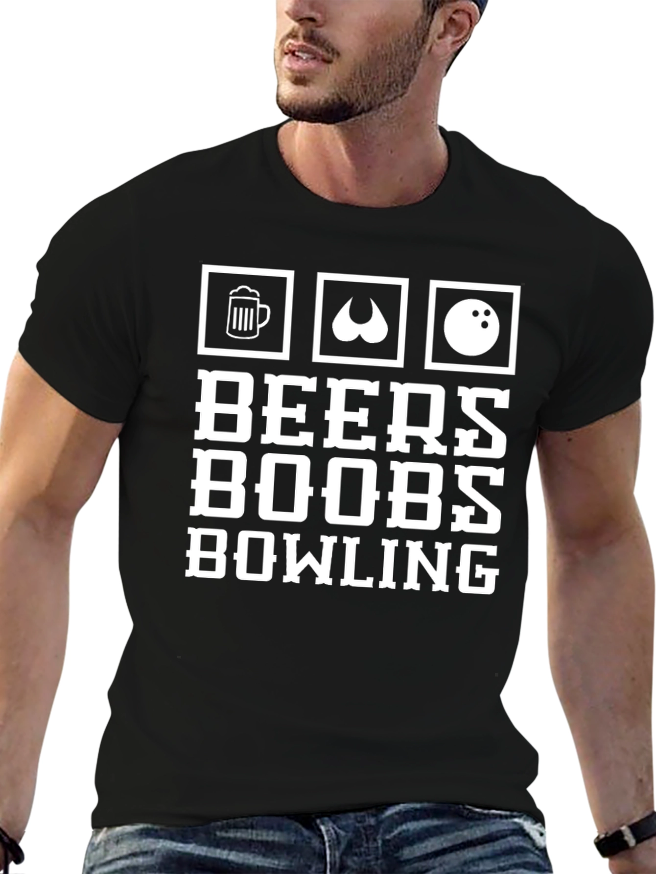 Black Beers Boobs Bowling Graphic Tee view 6