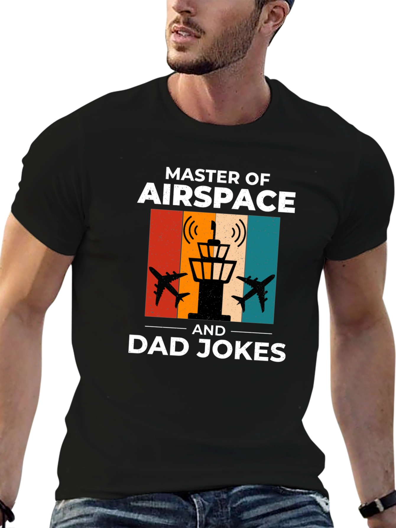 Black Master of Airspace Dad Jokes Funny T-Shirt view 6