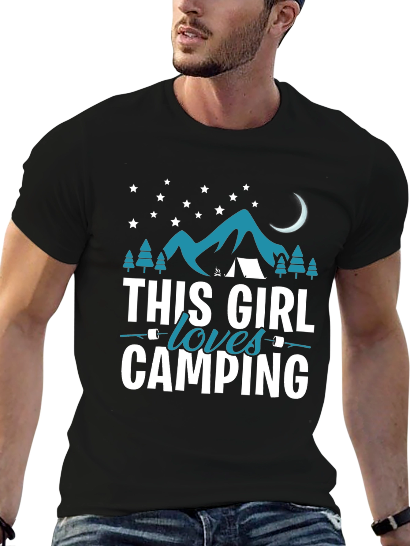 Black This Girl Loves Camping T-Shirt view 6