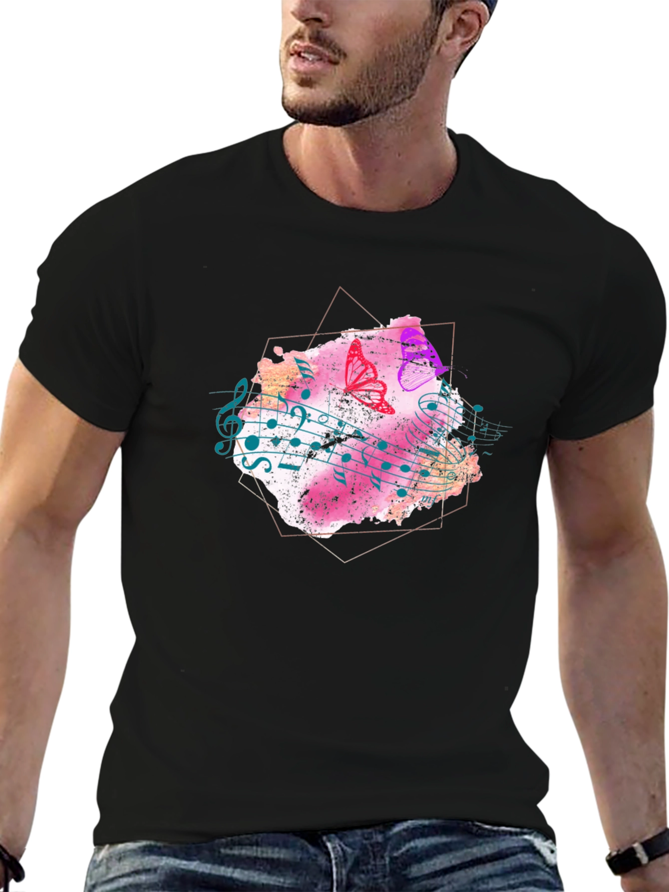 Musical Butterfly Graphic Tee - Stylish Men's T-Shirt - 6