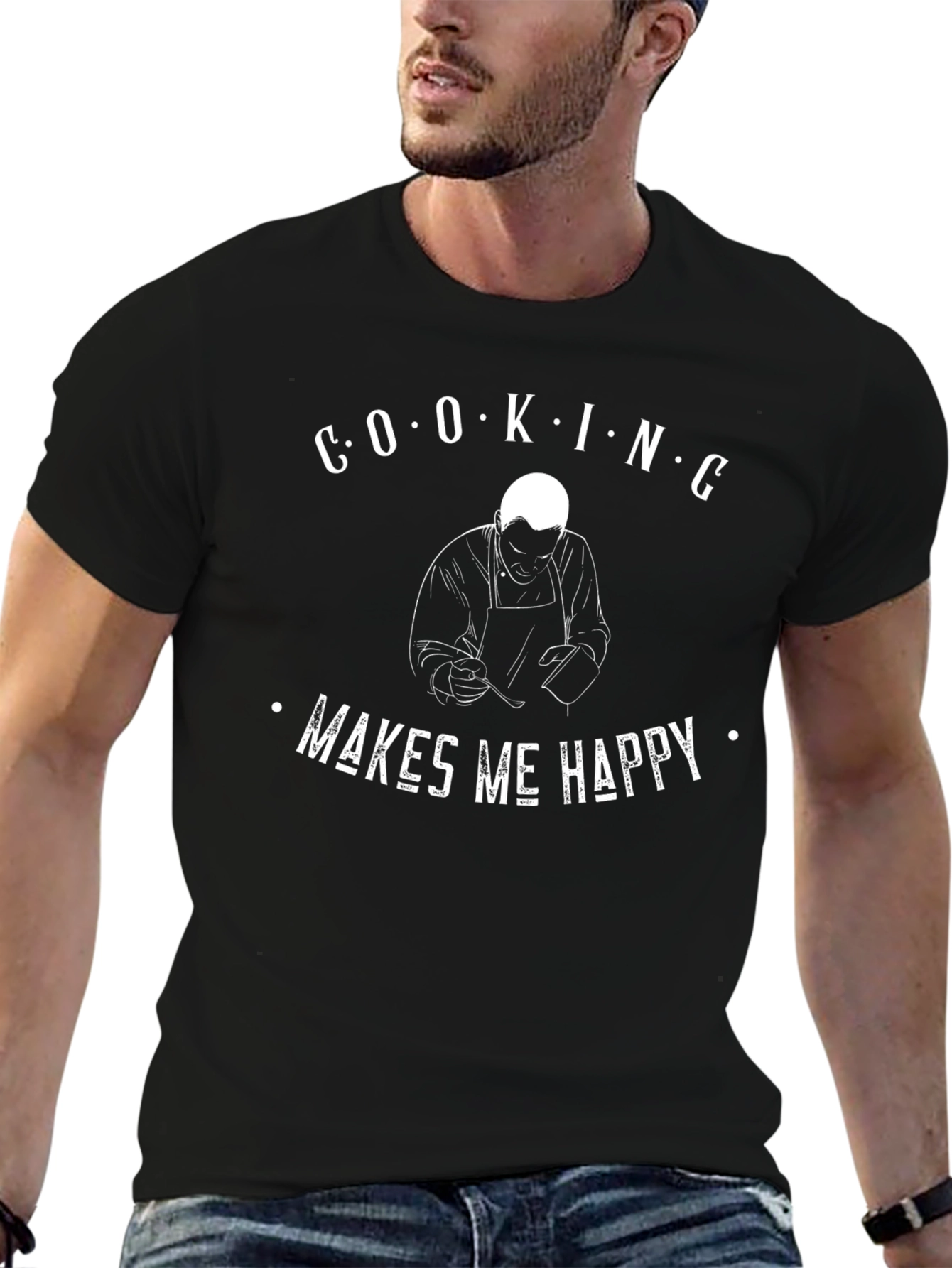 Black Cooking Makes Me Happy Graphic Tee view 6