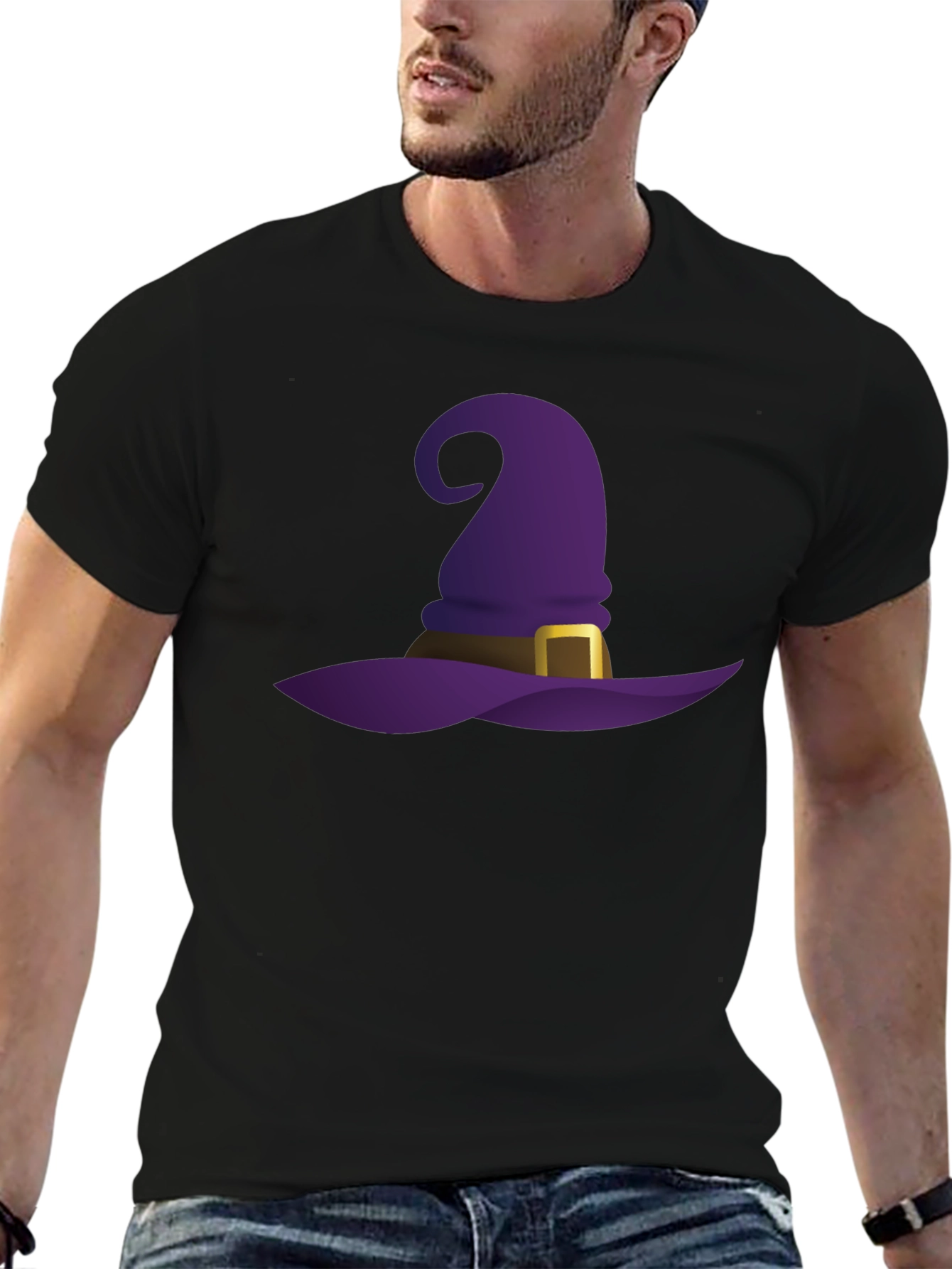 Black Halloween Witch Hat Graphic Tee - Spooky Style view 6