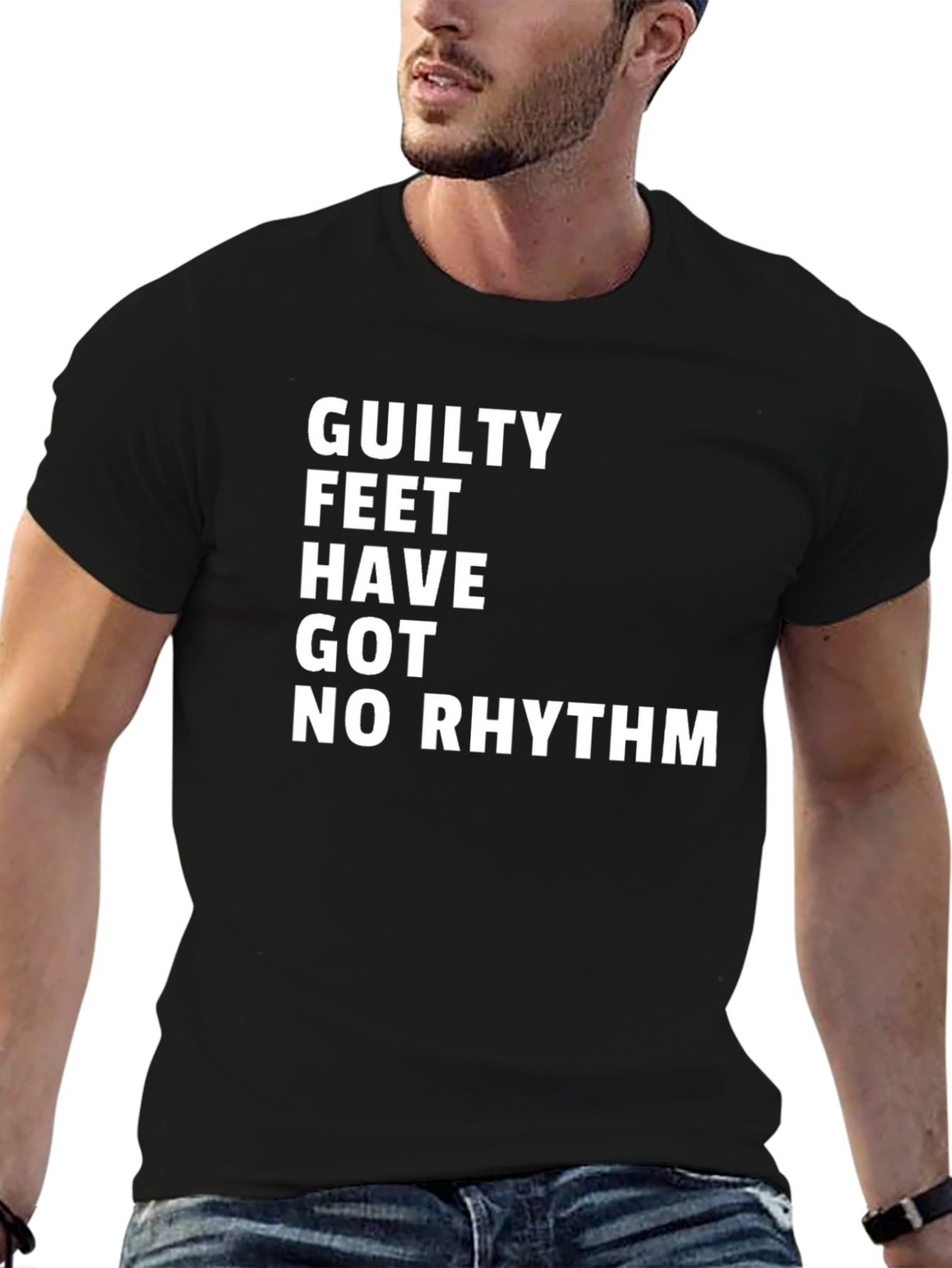 Black Guilty Feet No Rhythm Graphic Tee - Men's Black T-Shirt view 6