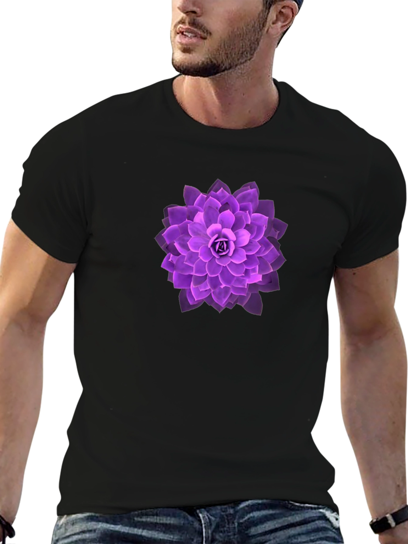 Black Purple Lotus Graphic Tee - Soft & Stylish view 6