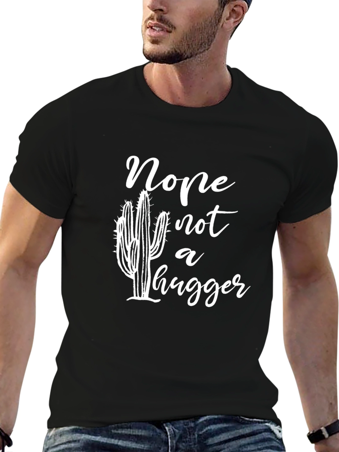 Black None Not a Hugger Cactus Graphic T-Shirt view 6